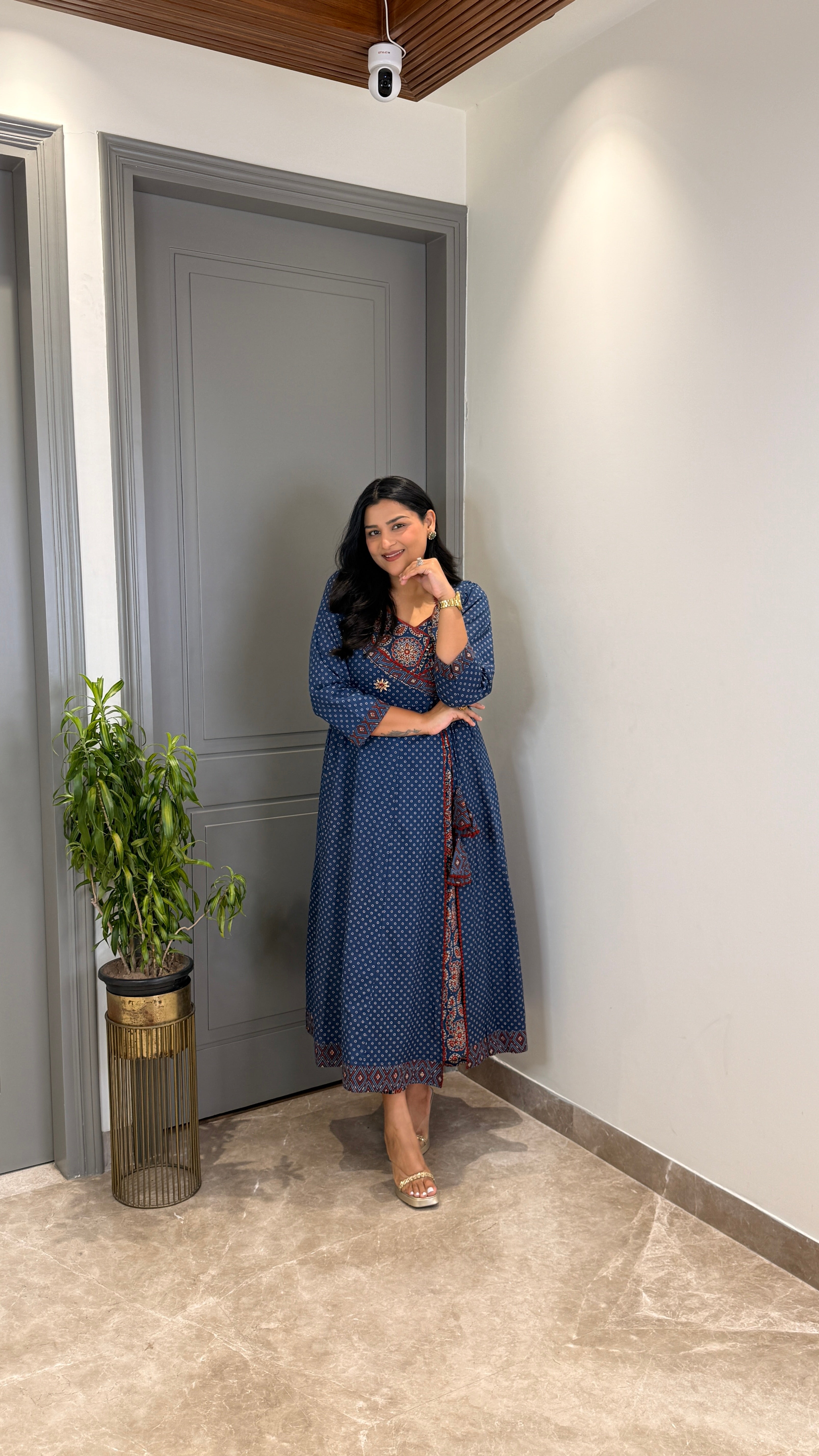 ⁠Blue Bandhej Anarkali shrisa.in