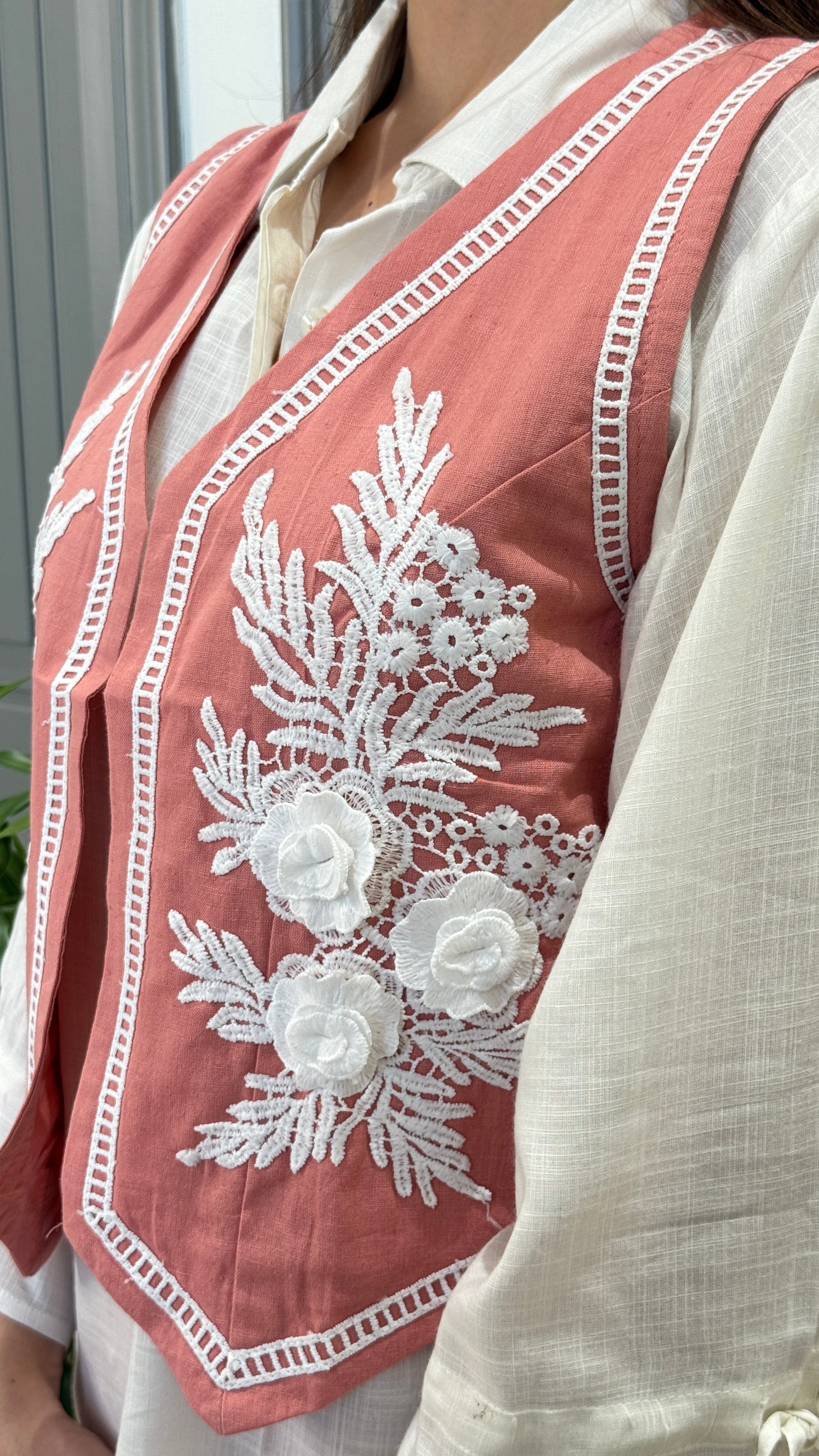 Vasket Flower Motif Pink Cord Set