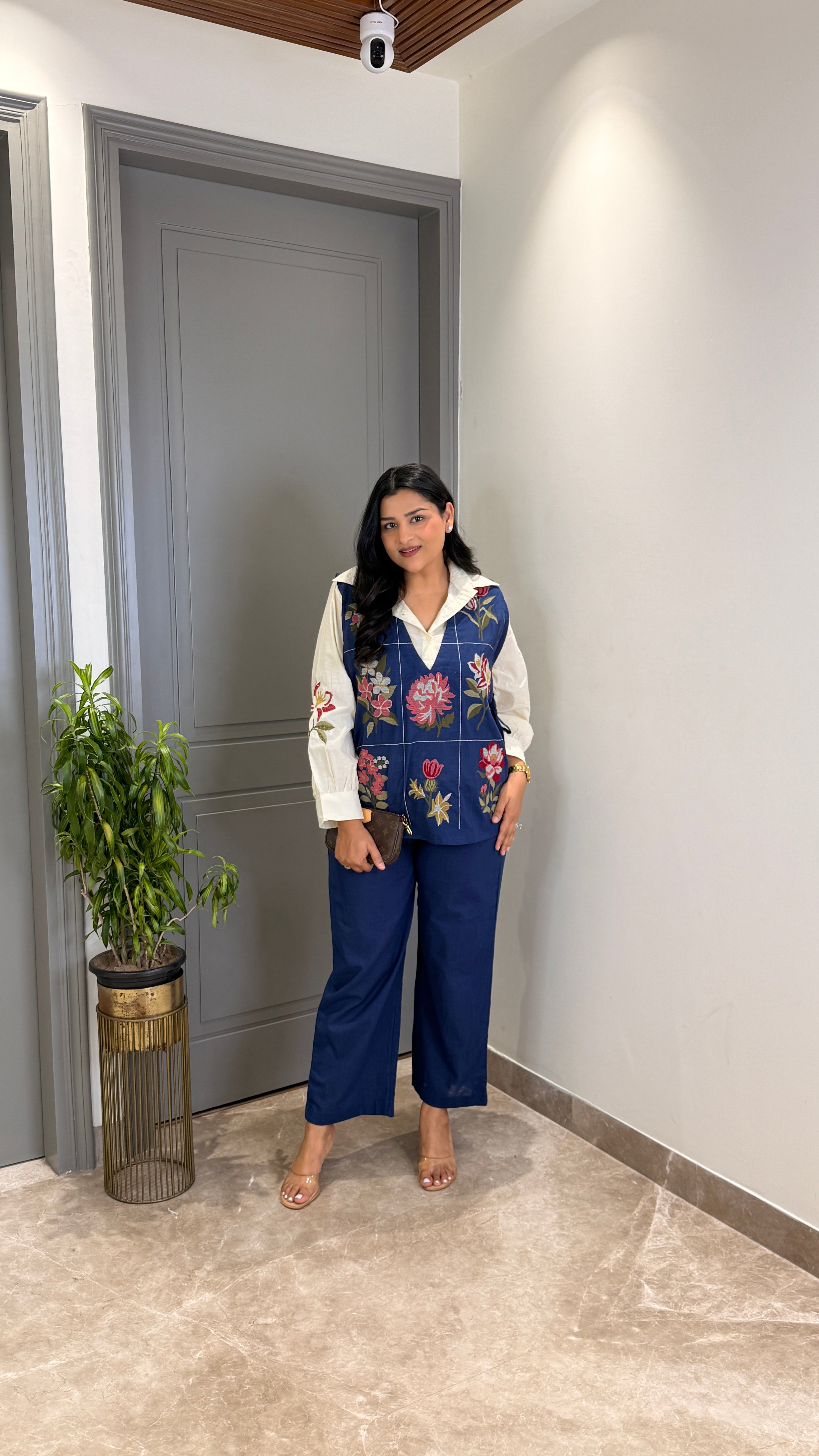 Denim Look Embroidered Cord Set shrisa.in