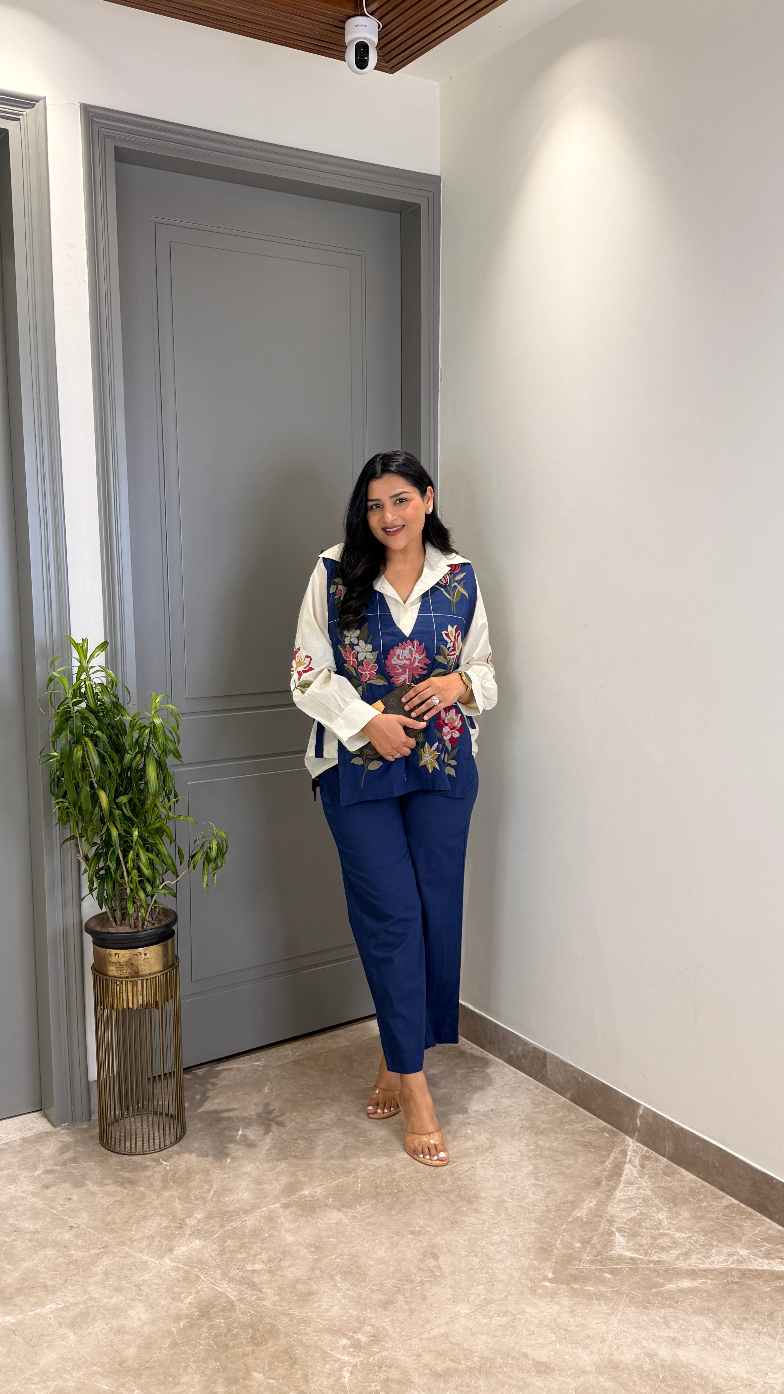 Denim Look Embroidered Cord Set shrisa.in