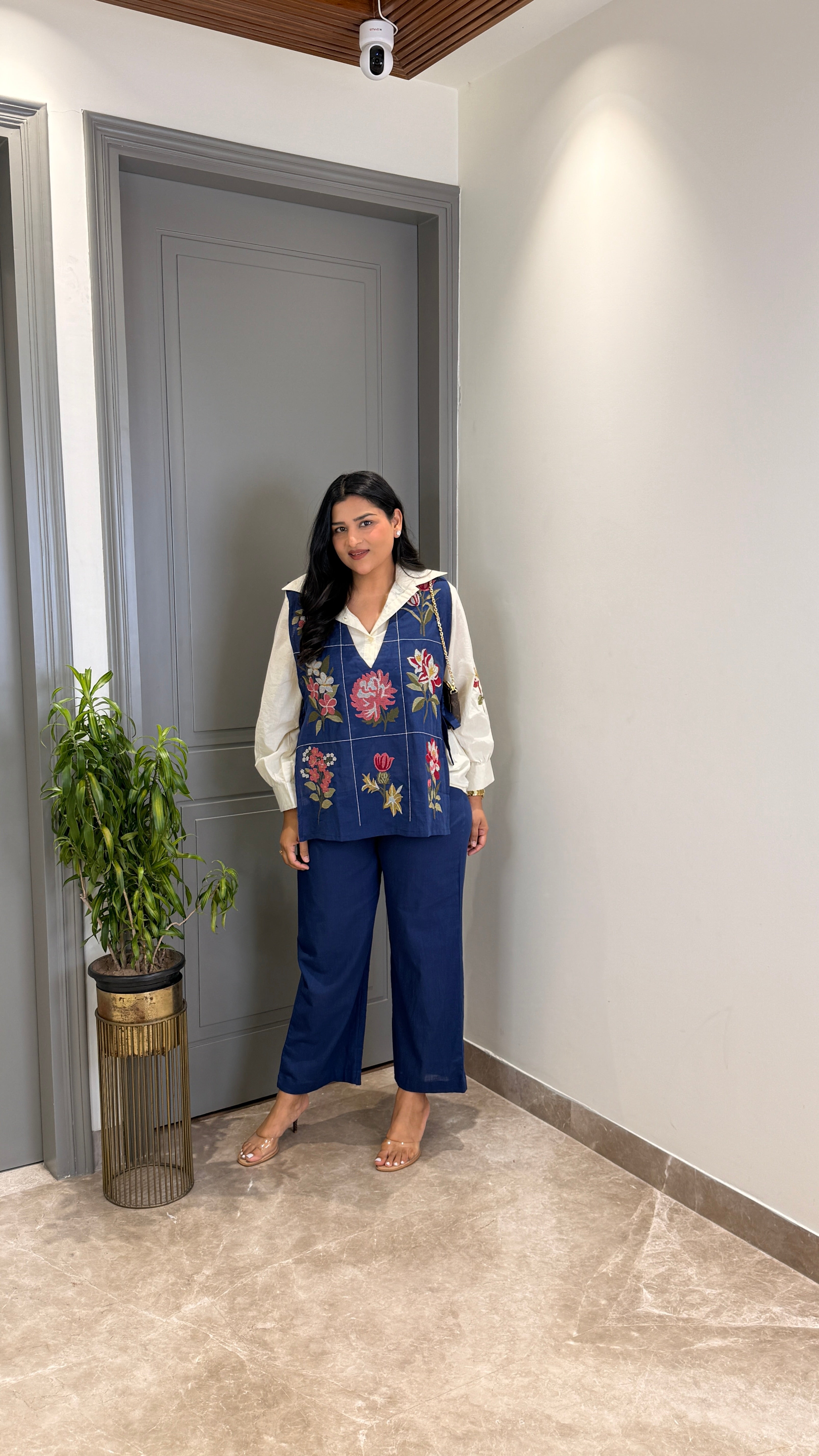 Denim Look Embroidered Cord Set shrisa.in