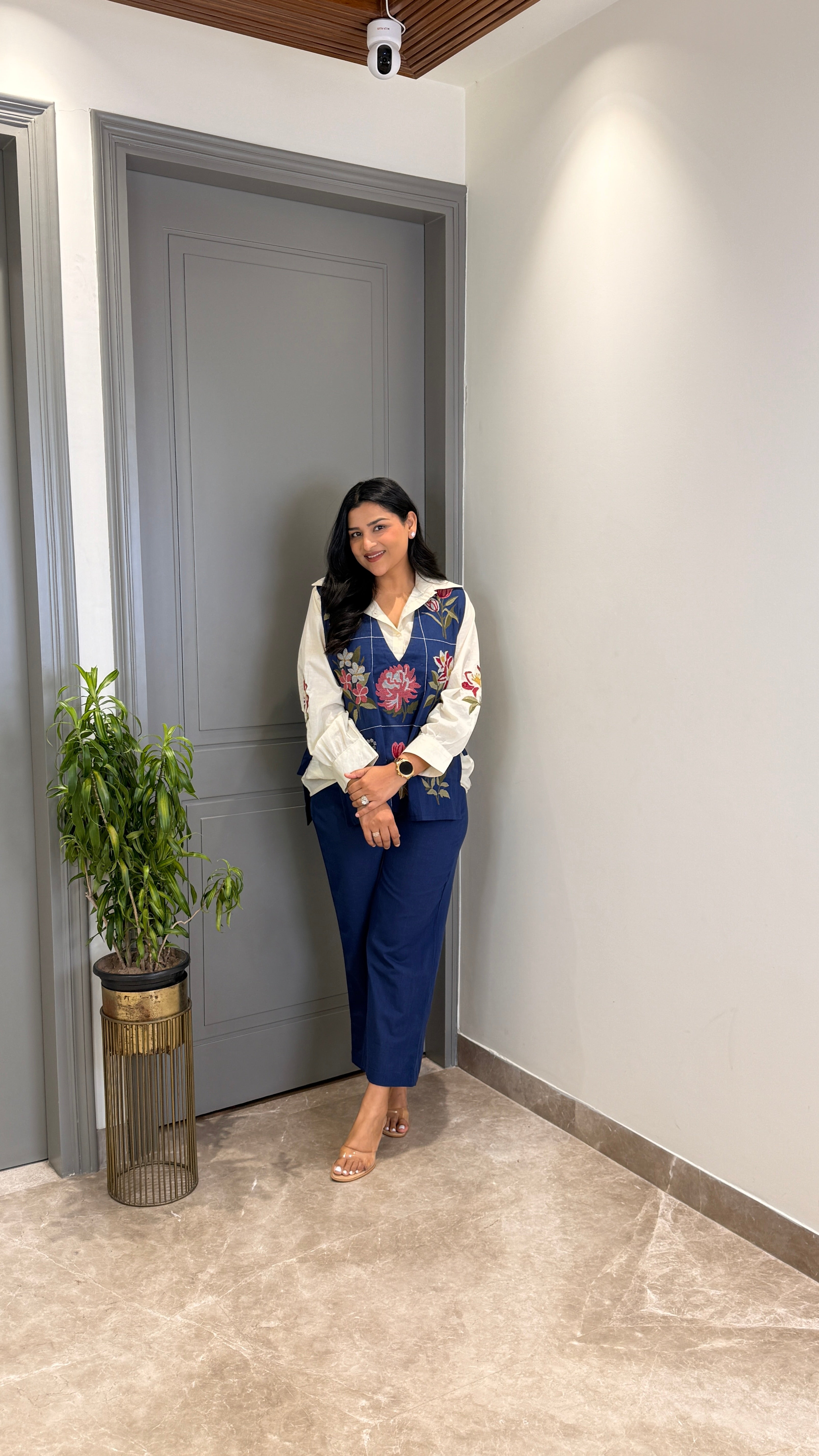 Denim Look Embroidered Cord Set shrisa.in