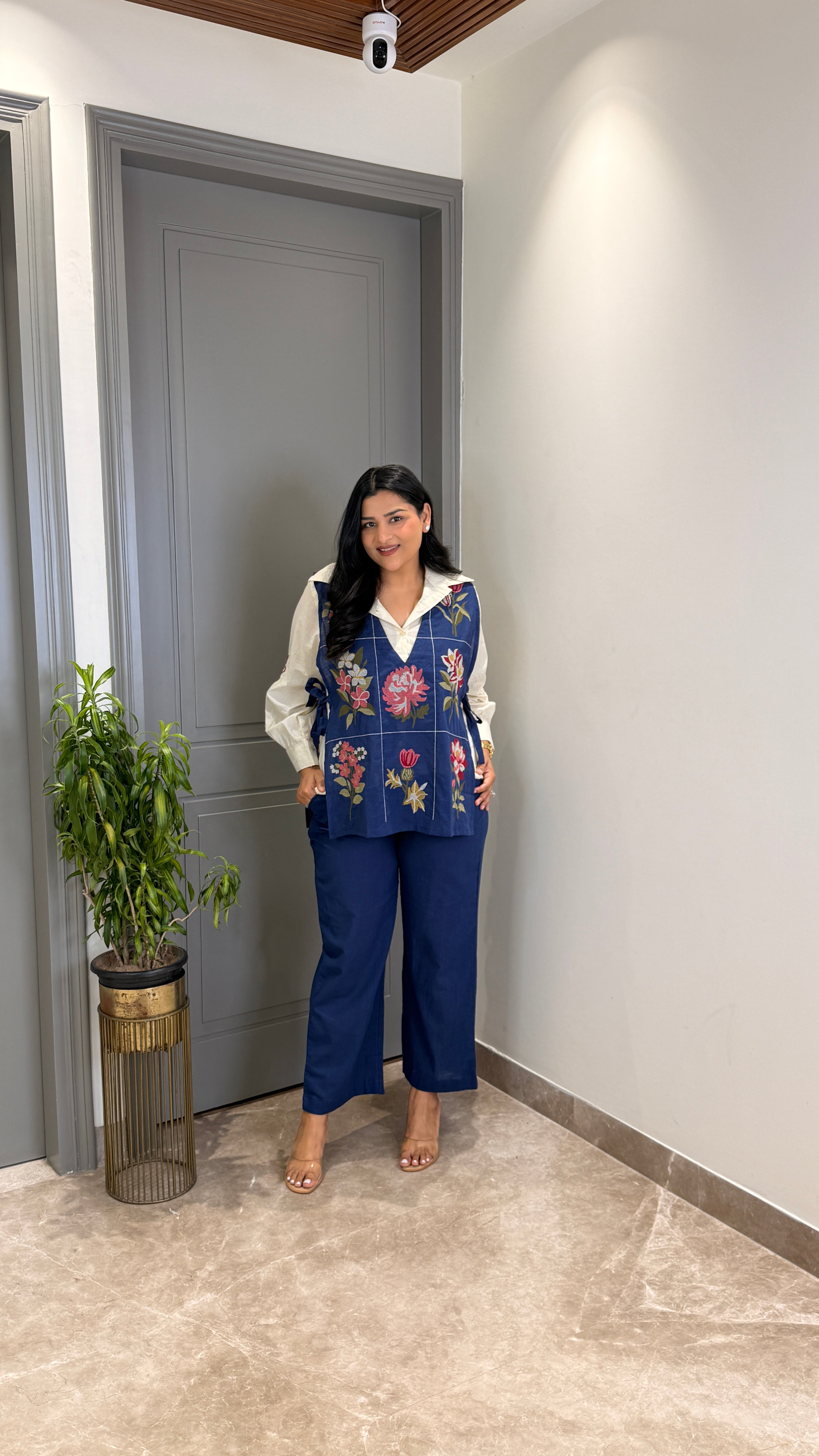 Denim Look Embroidered Cord Set shrisa.in