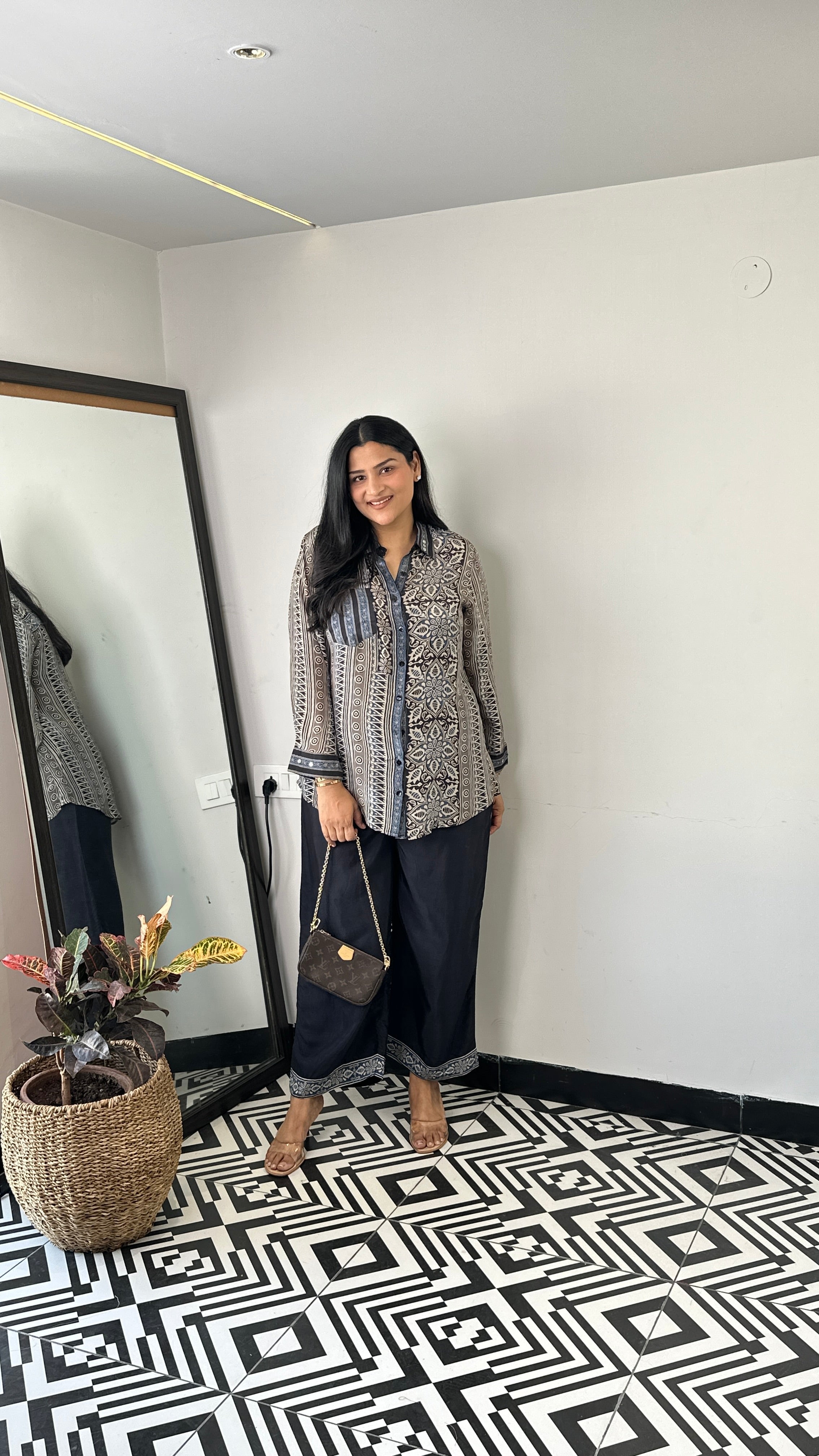 Blue Ajrakh Muslin Cord Set shrisa.in