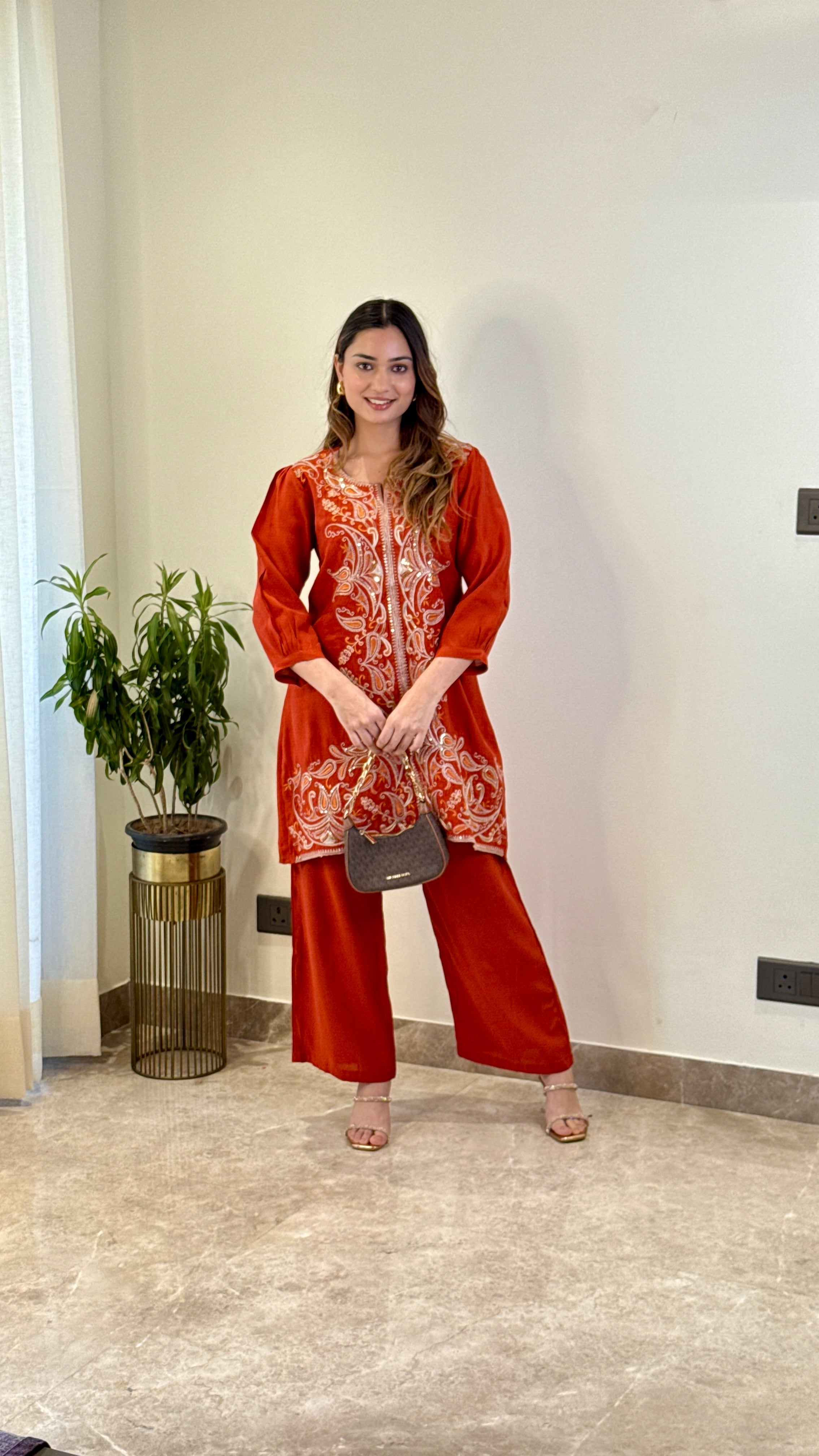 Rust Zardozi Cord Set