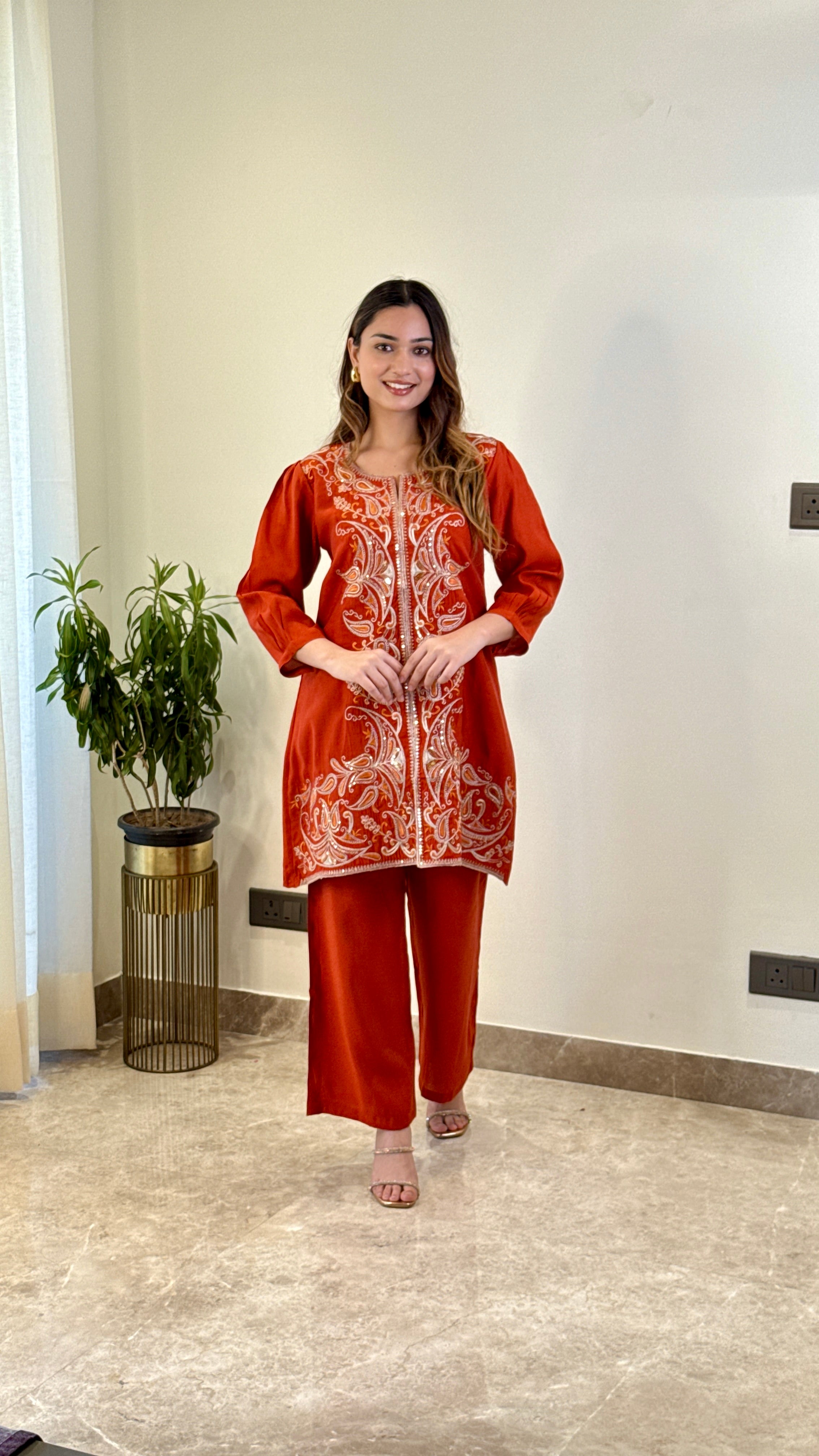 Rust Zardozi Cord Set