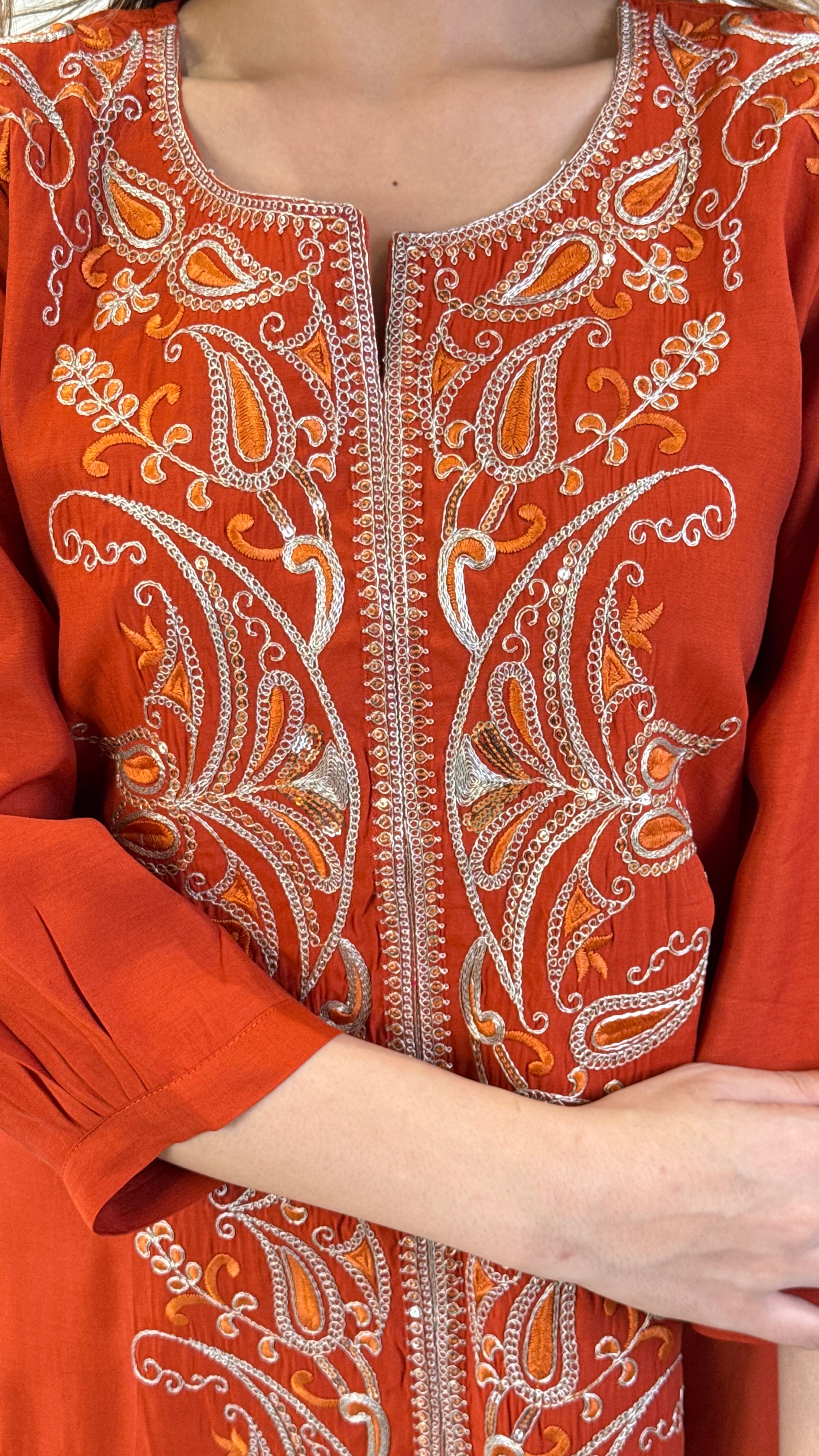 Rust Zardozi Cord Set