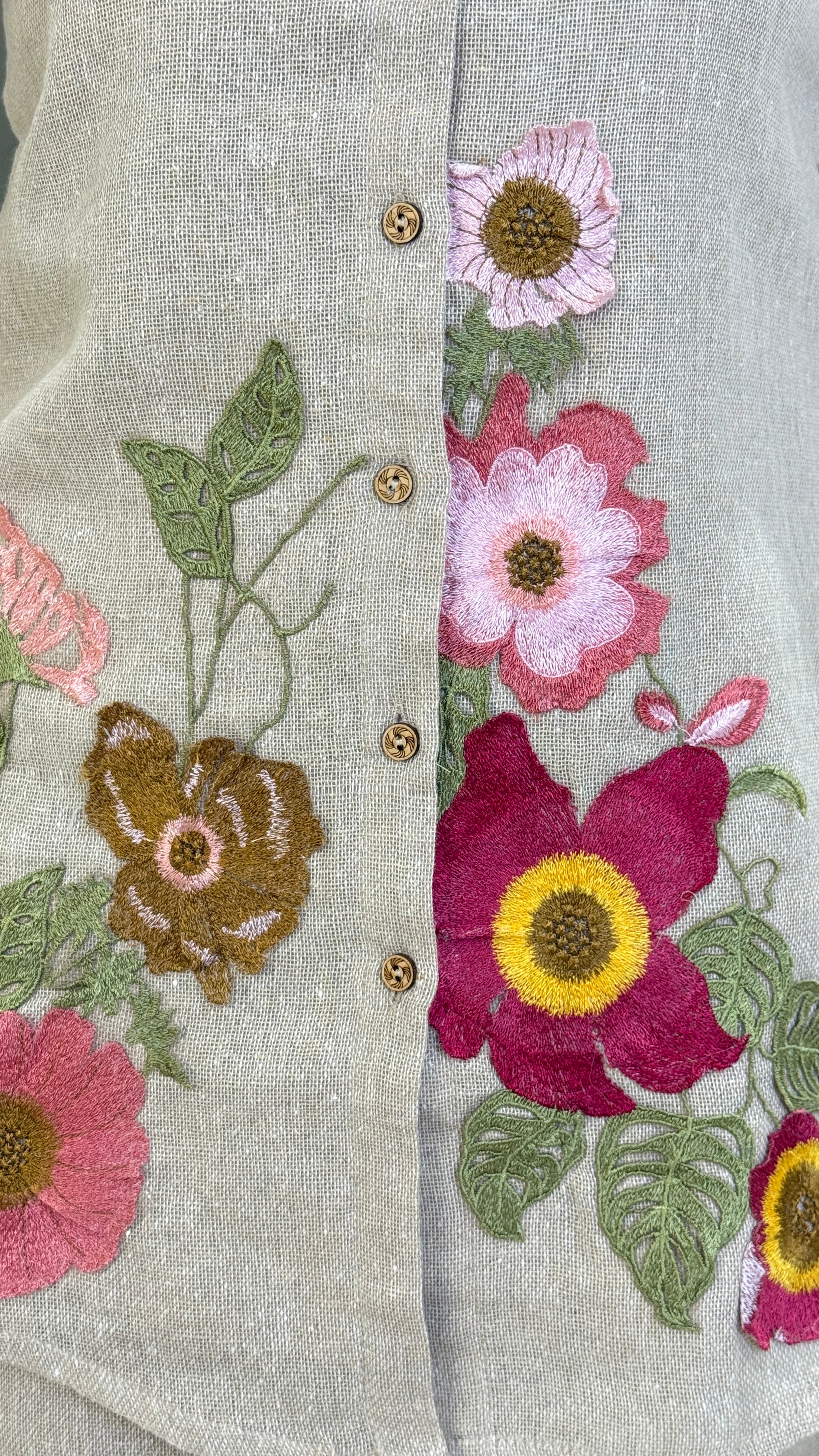 Jute Appliqué Floral Cord Set