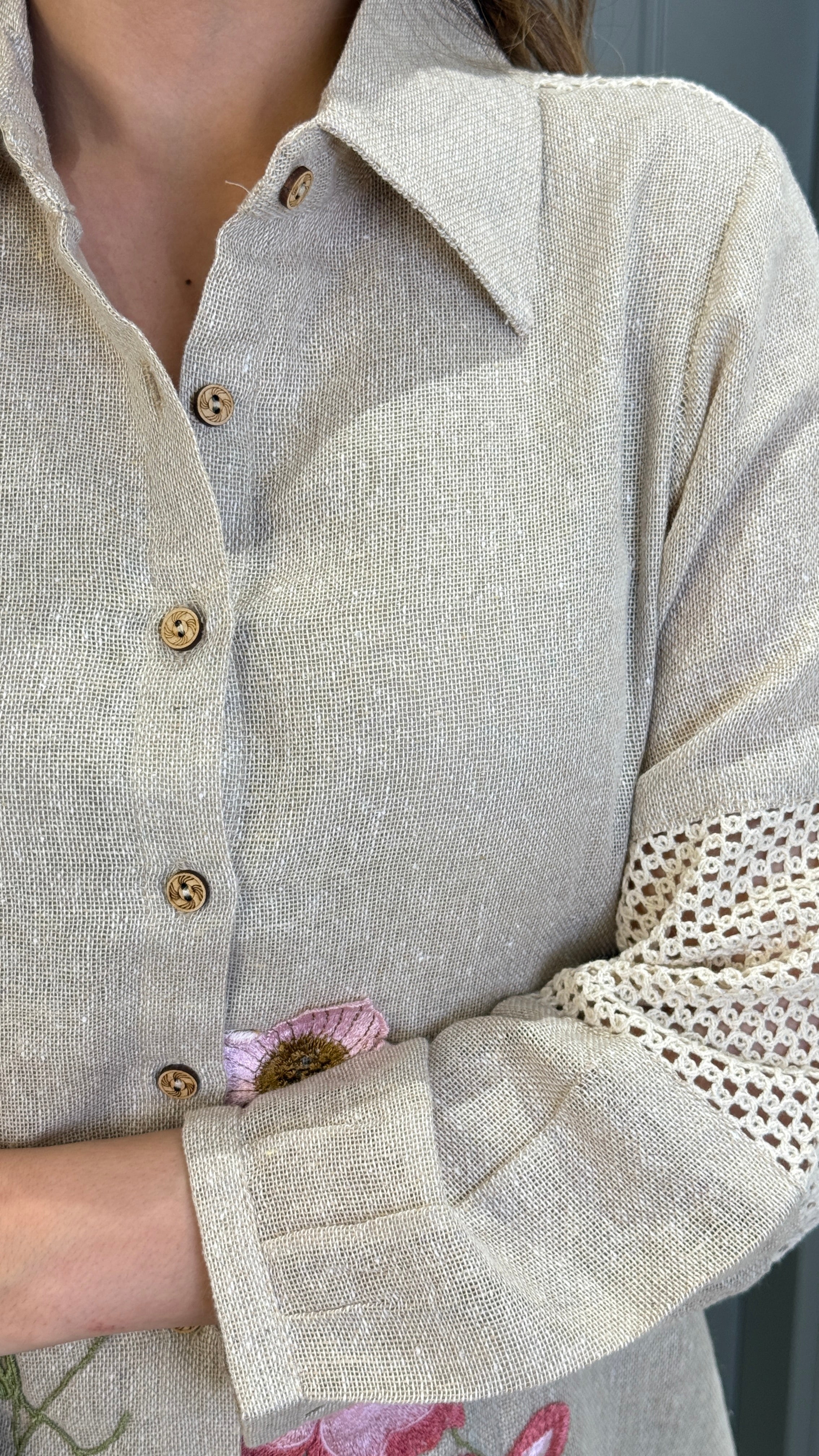 Jute Appliqué Floral Cord Set