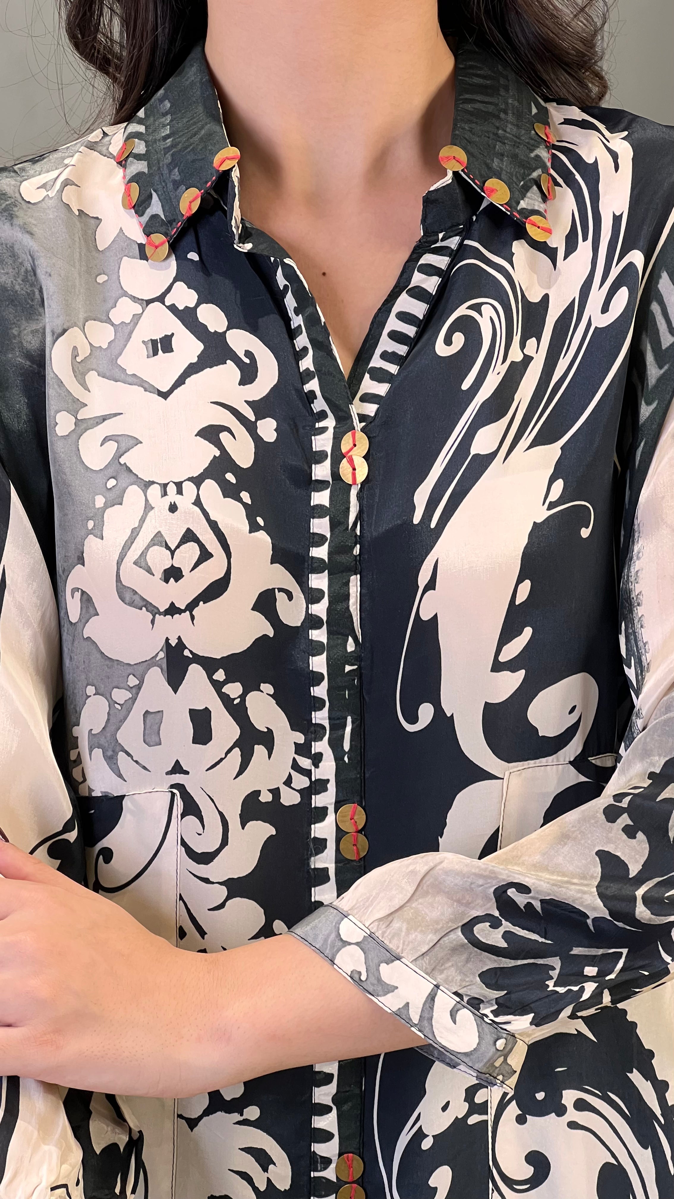 Black & White Coin Crepe Cord Set