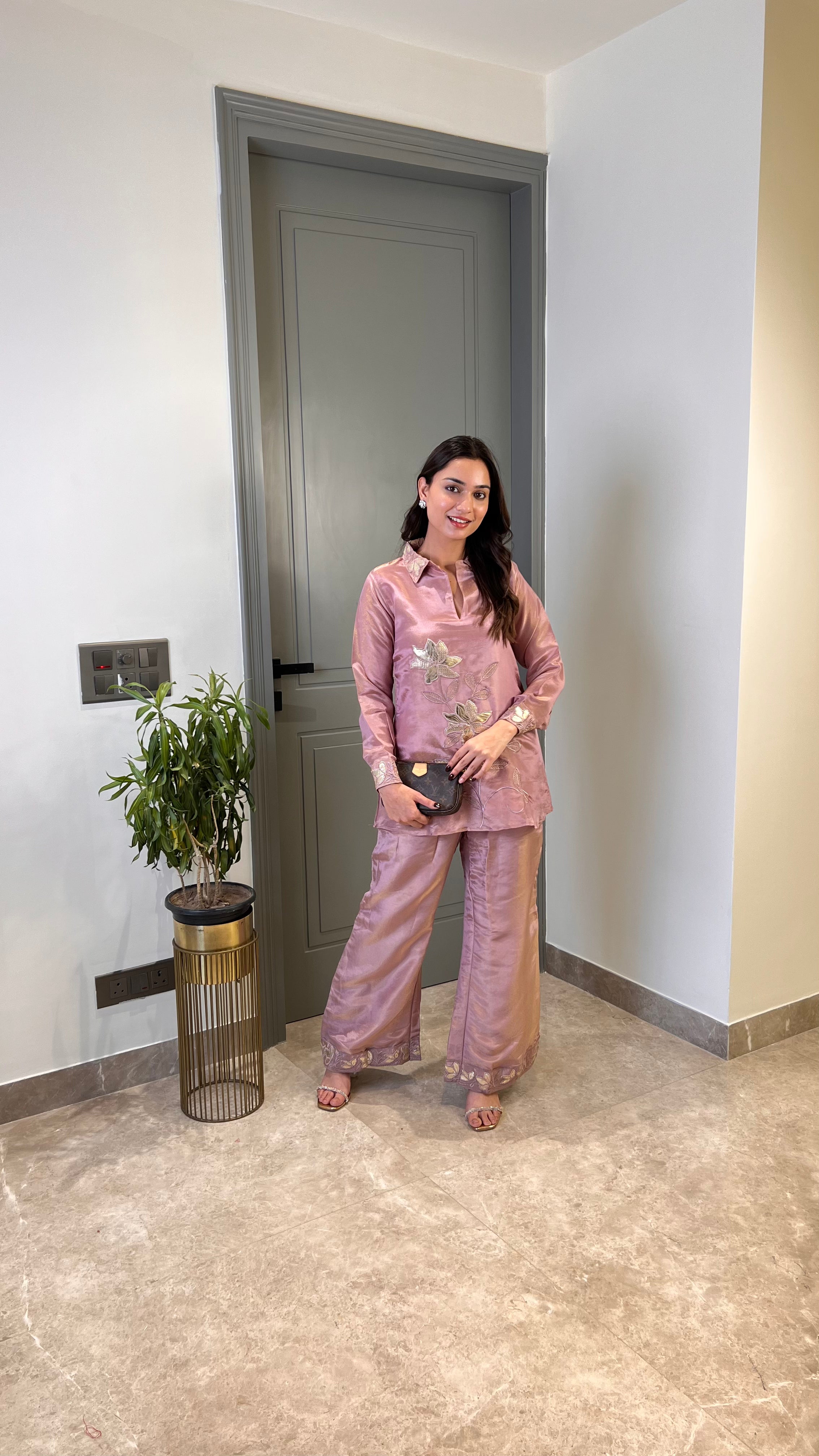 Mauve Tissue Leather Cord Set