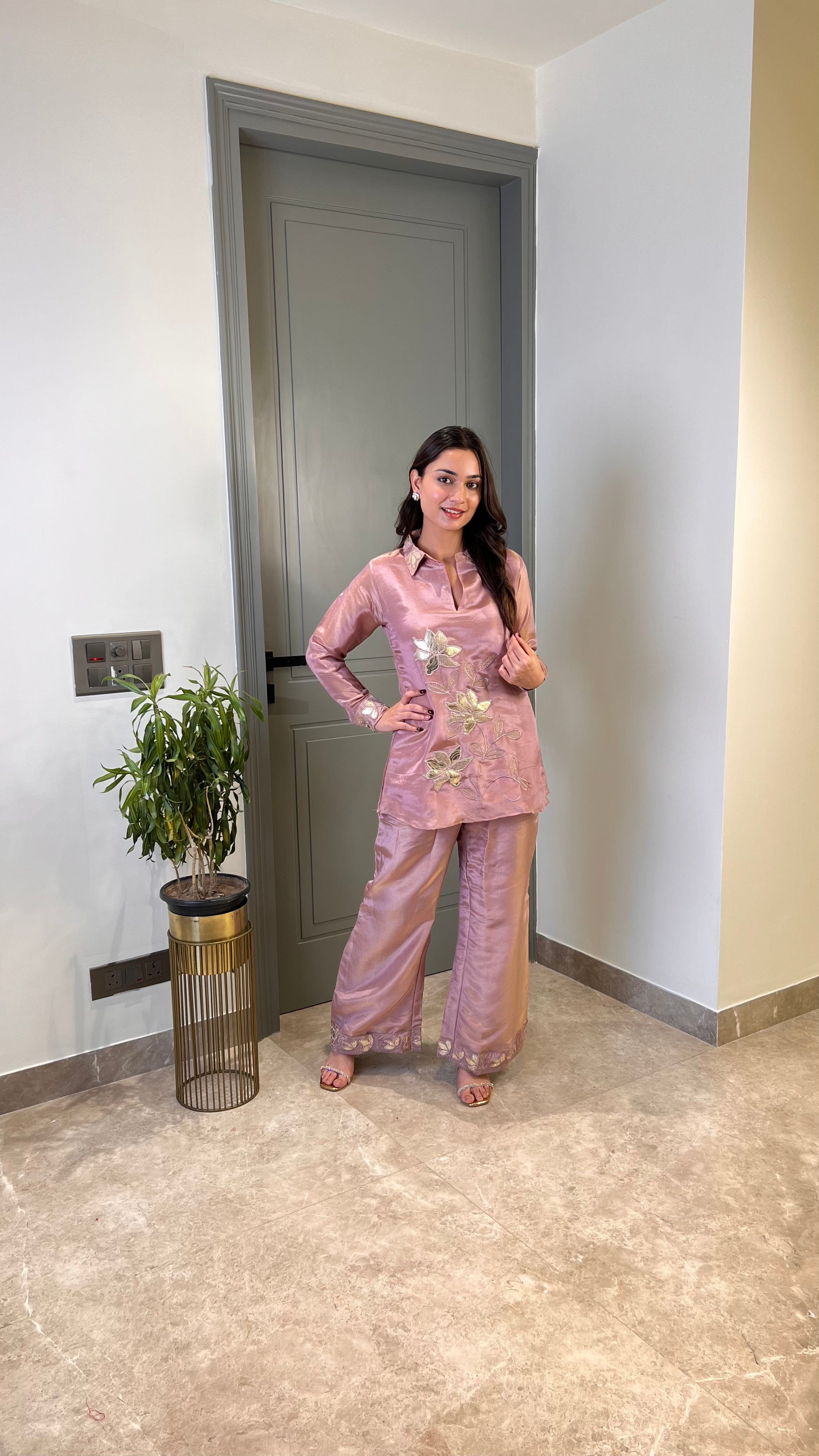 Mauve Tissue Leather Cord Set