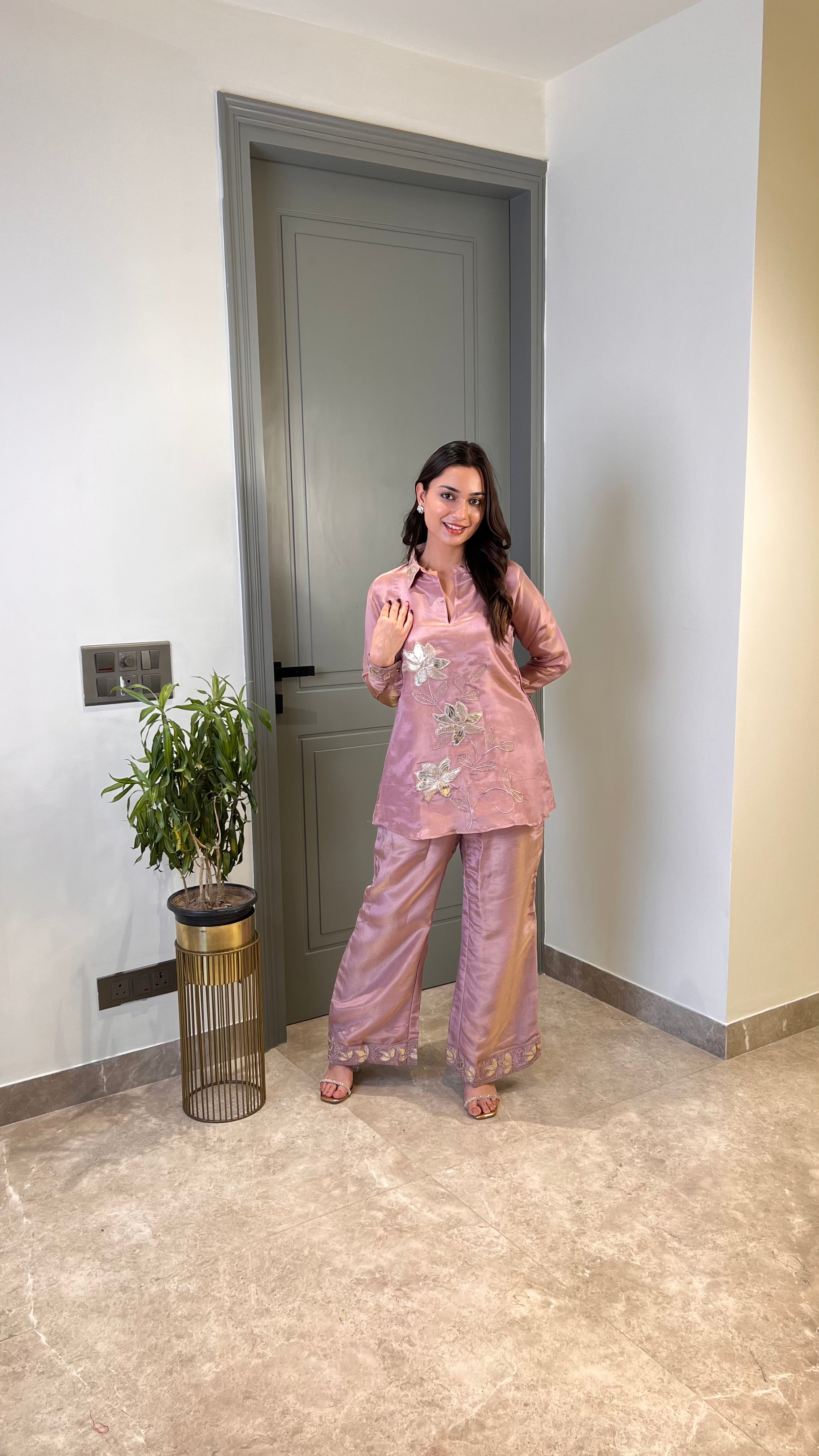 Mauve Tissue Leather Cord Set