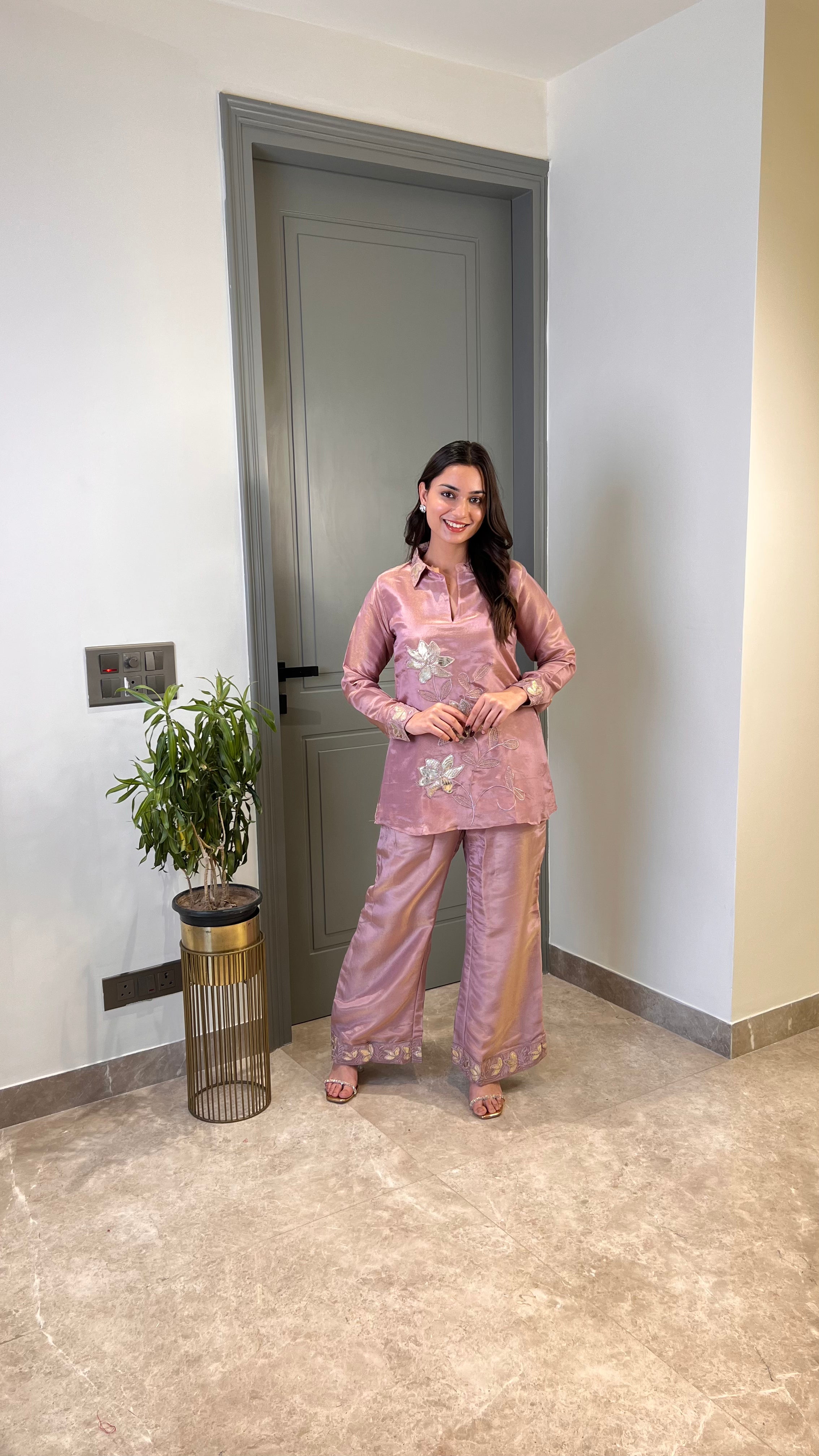 Mauve Tissue Leather Cord Set