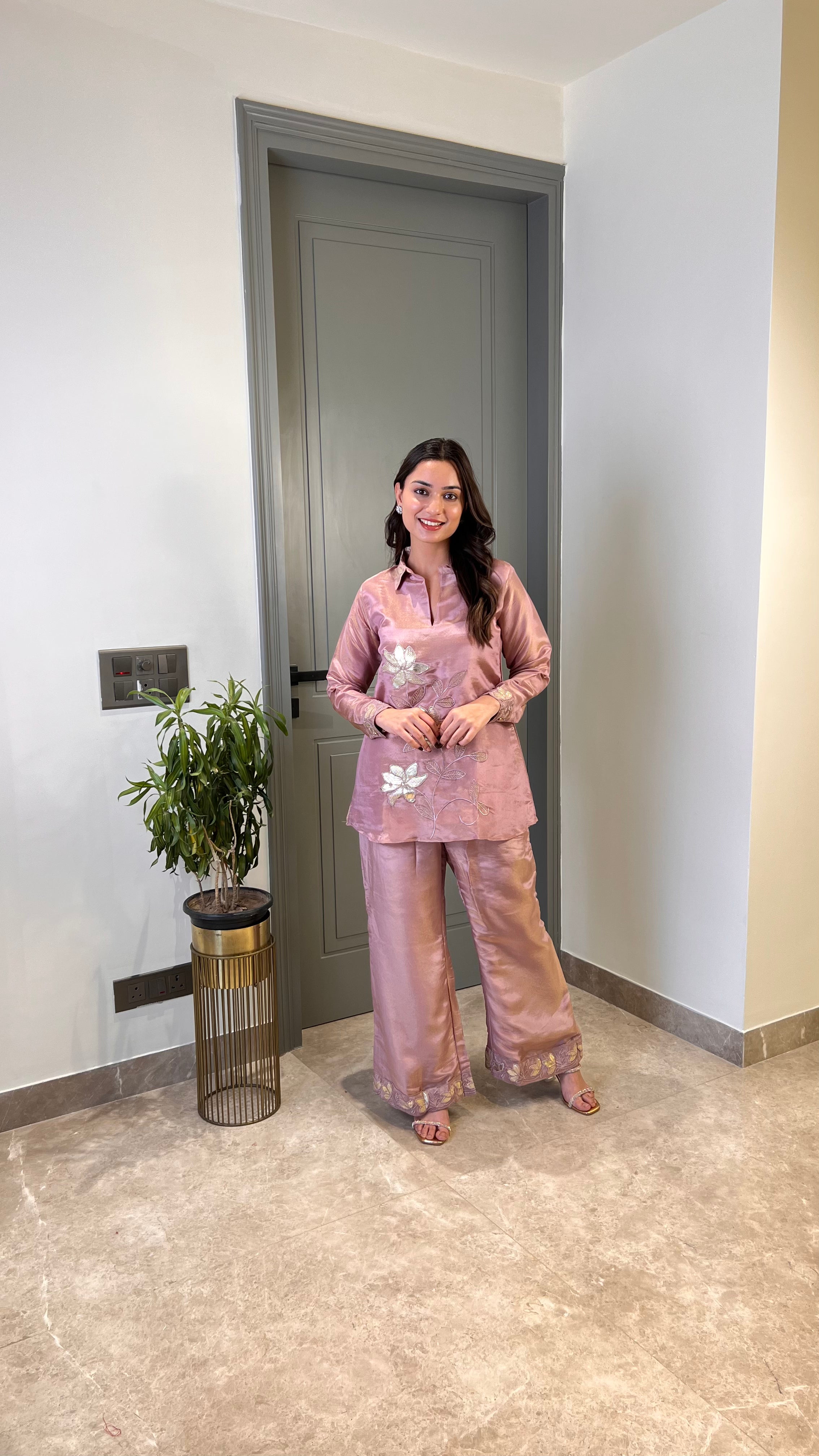 Mauve Tissue Leather Cord Set