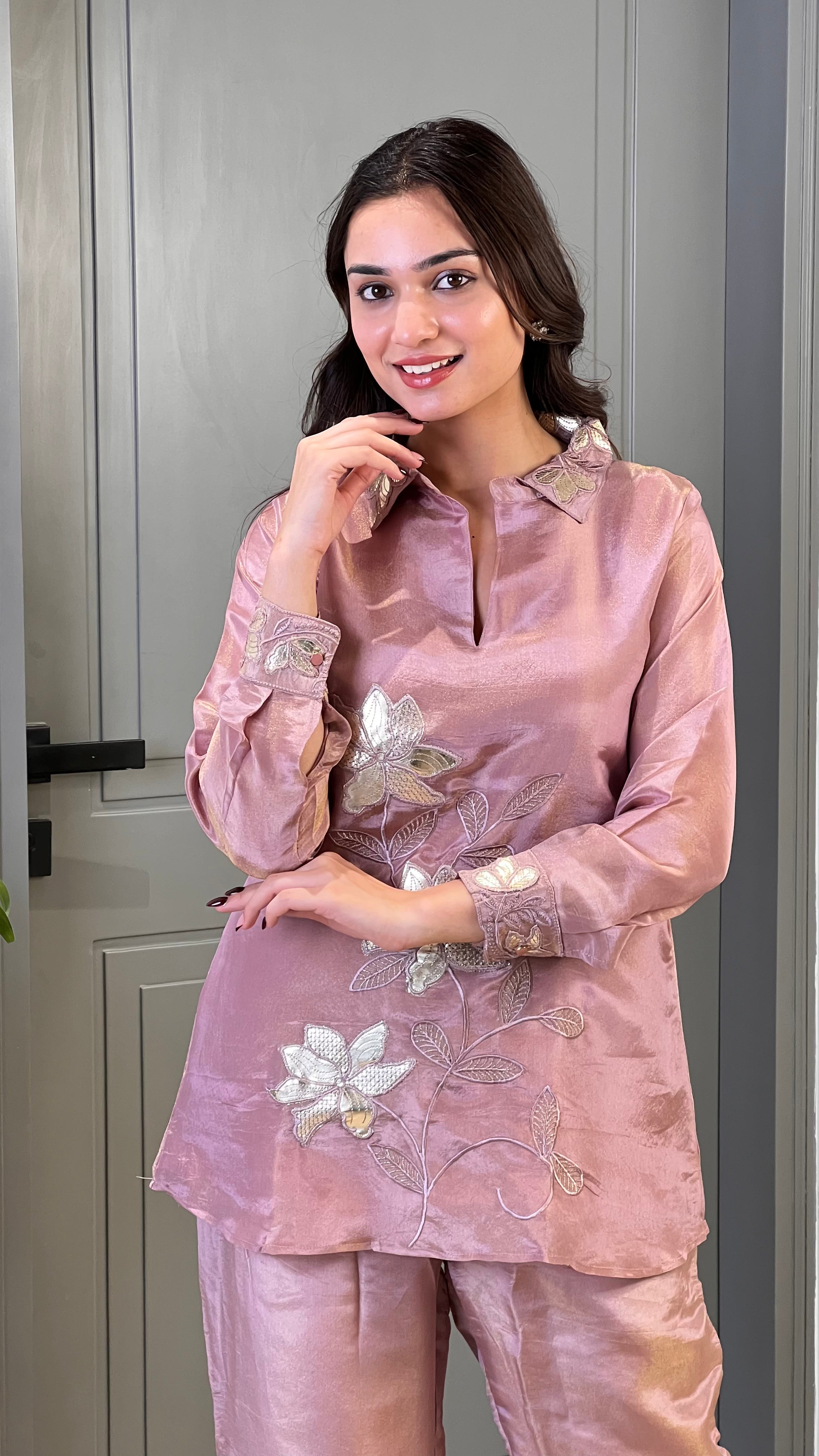 Mauve Tissue Leather Cord Set