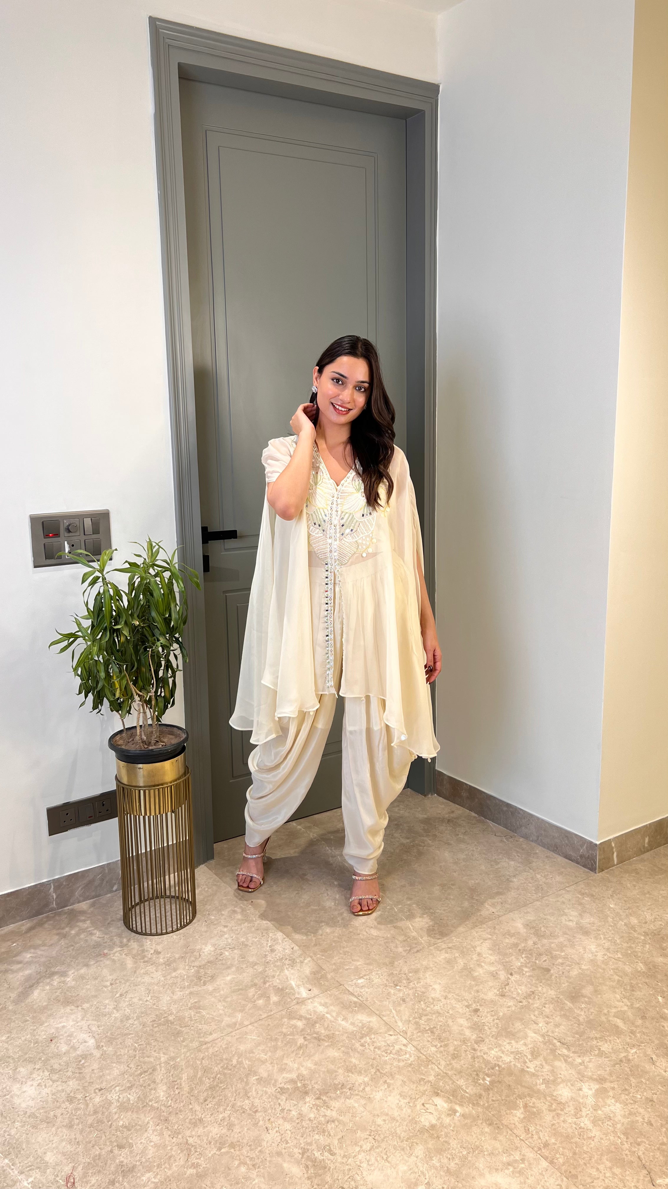 Ivory Pearl Tulip Indo Western