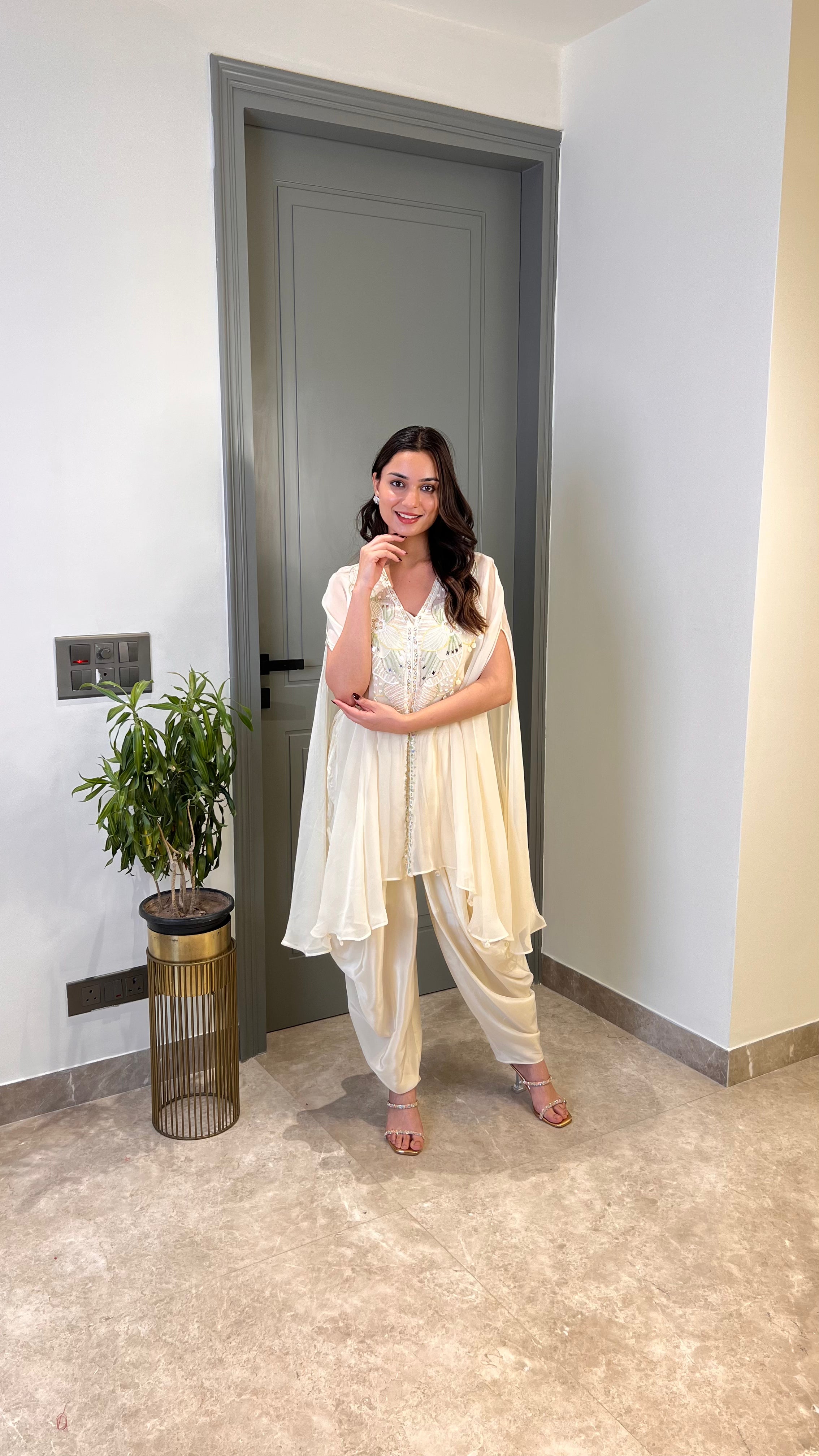 Ivory Pearl Tulip Indo Western