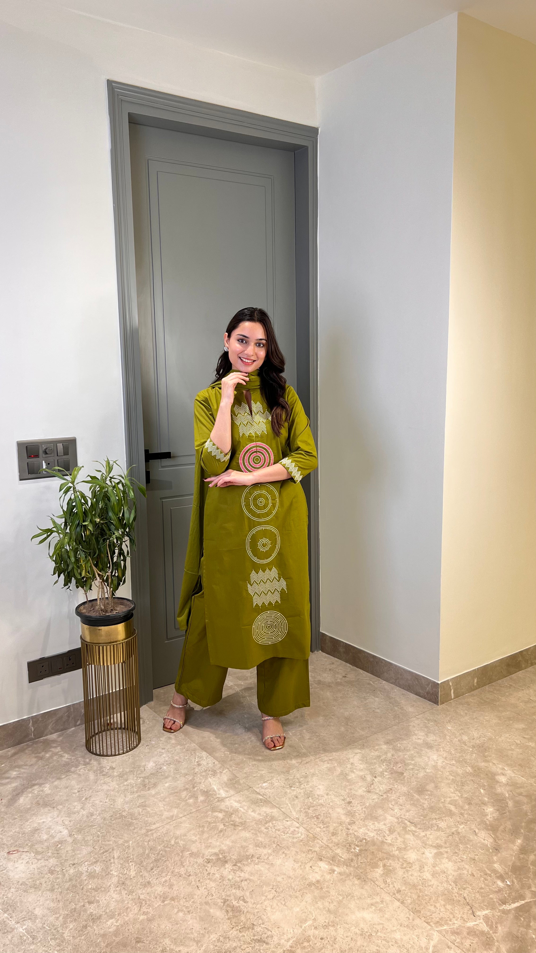 Green Ikkat Pure Cotton Suit Set