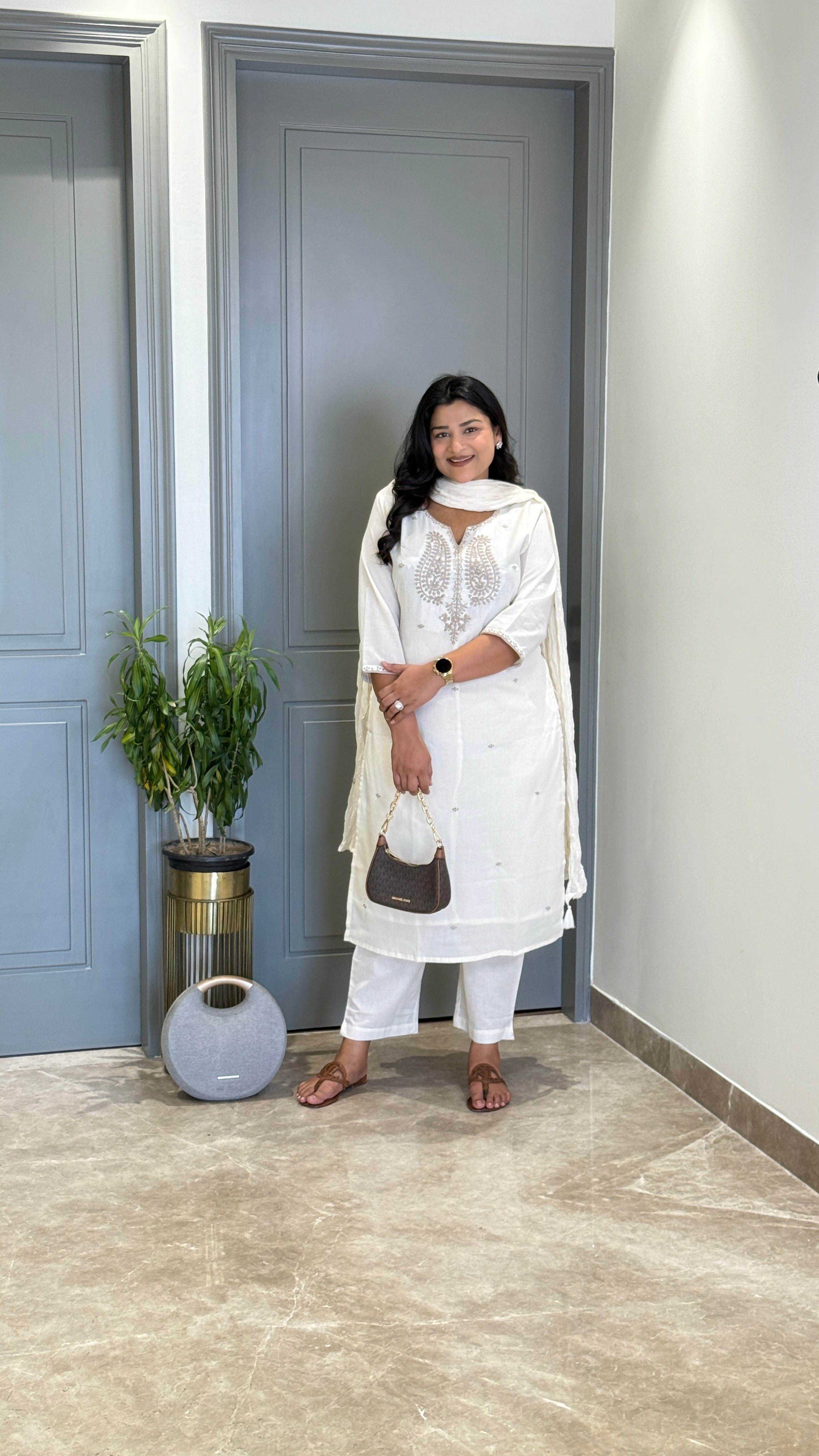 Ivory Threadwork Boota Suit Set