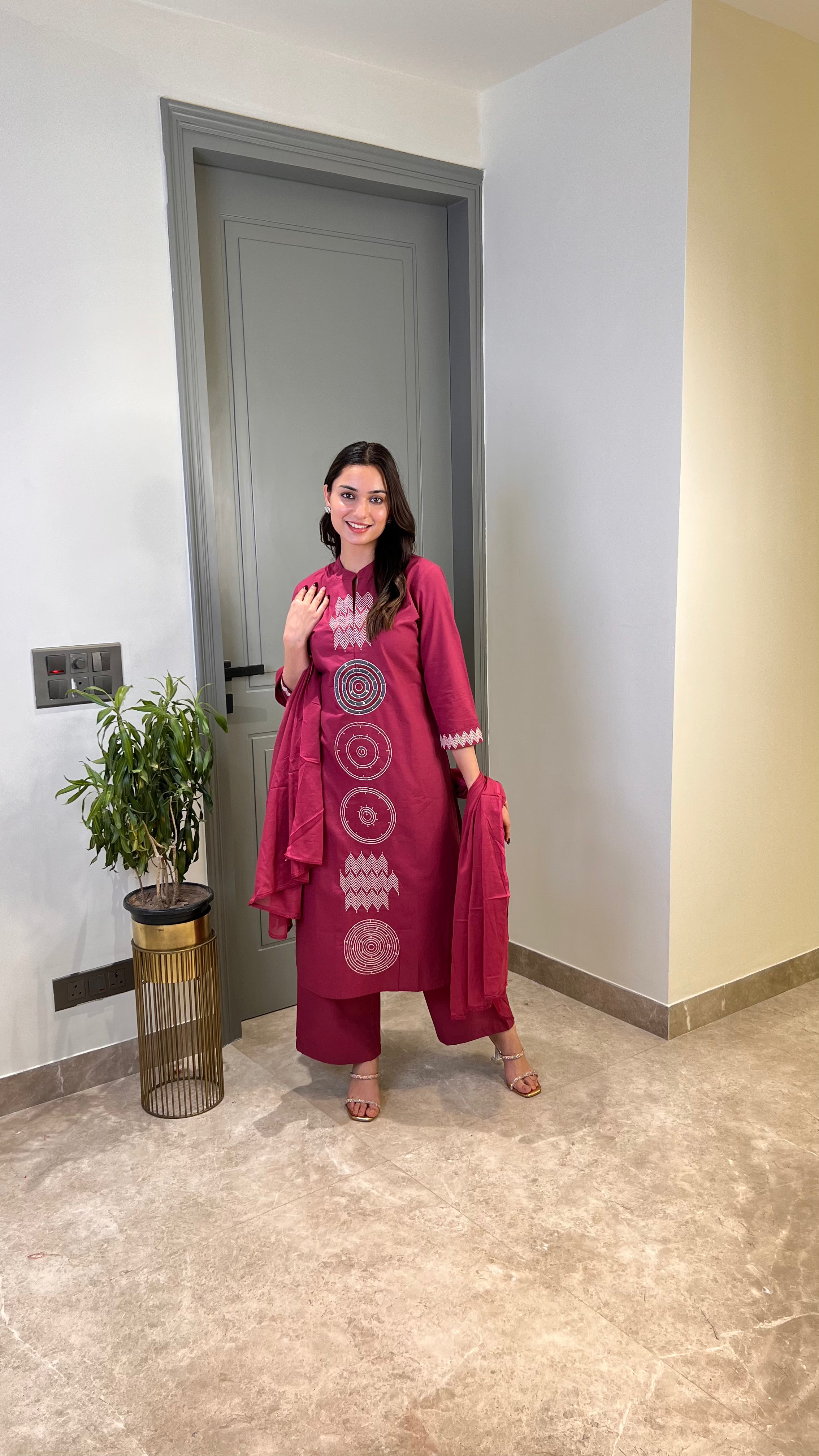 Pink Ikkat Pure Cotton Suit Set