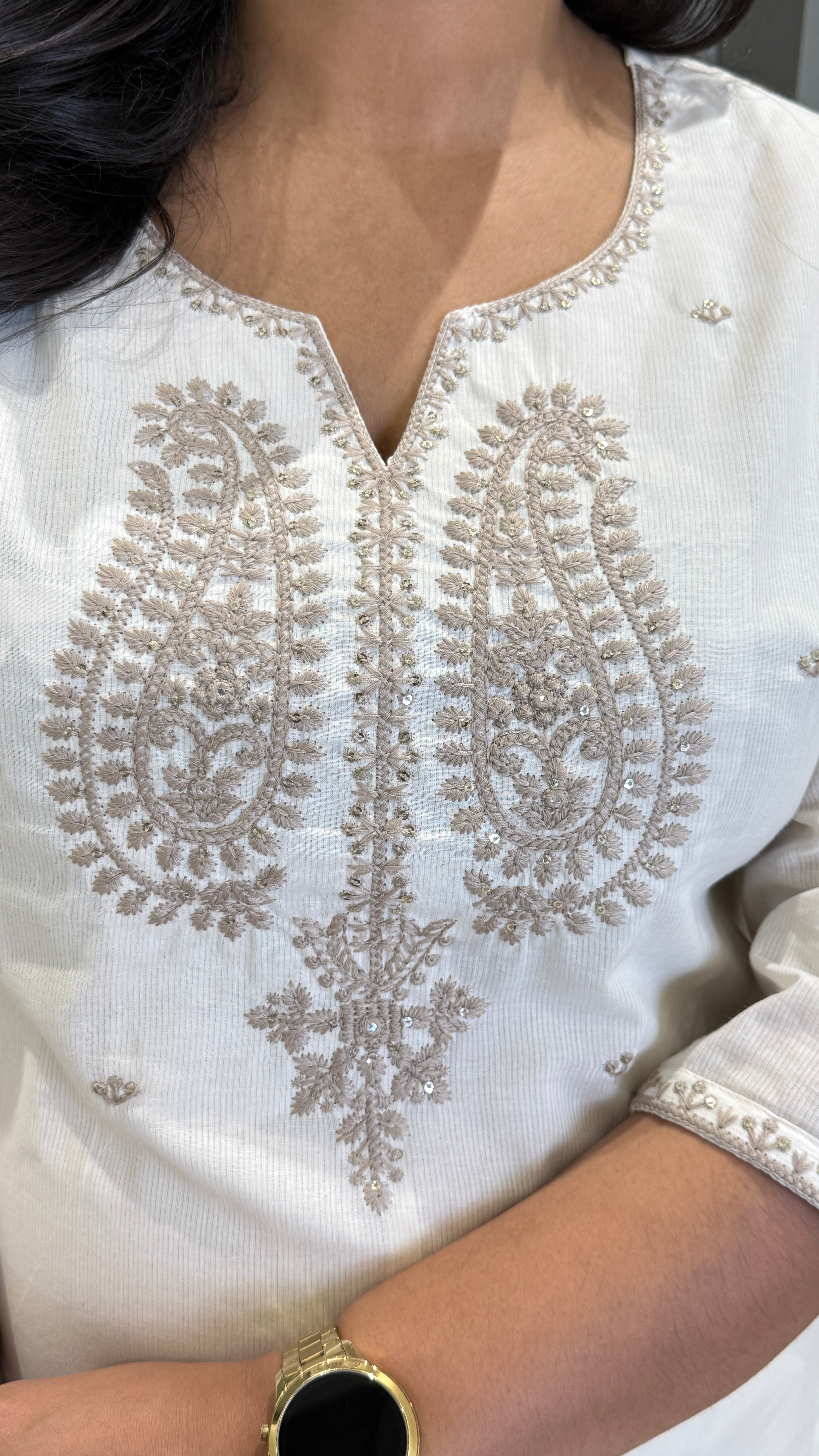 Ivory Threadwork Boota Suit Set