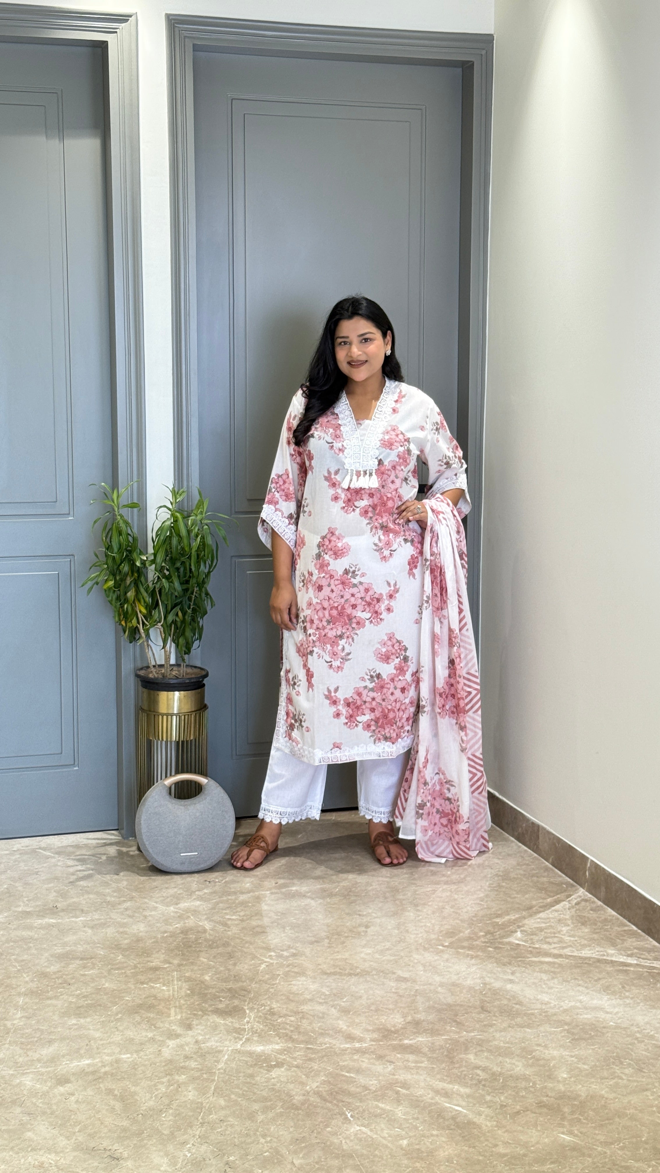 Pink & White Lacework Suit Set