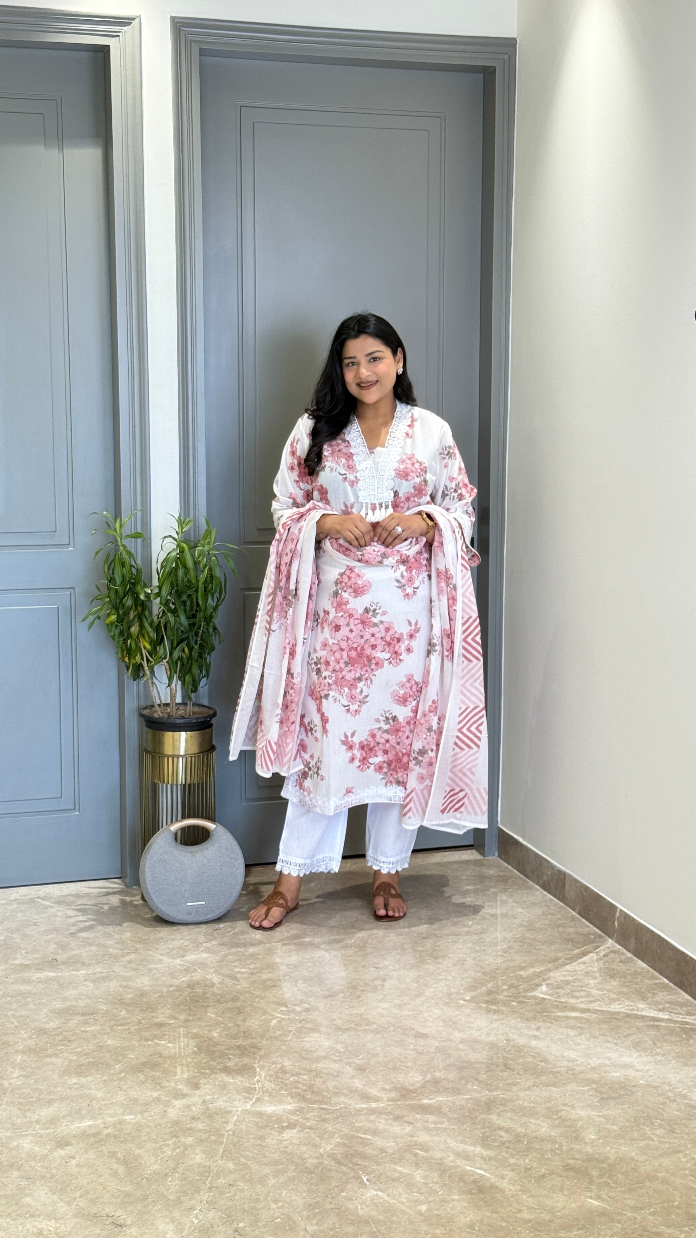 Pink & White Lacework Suit Set