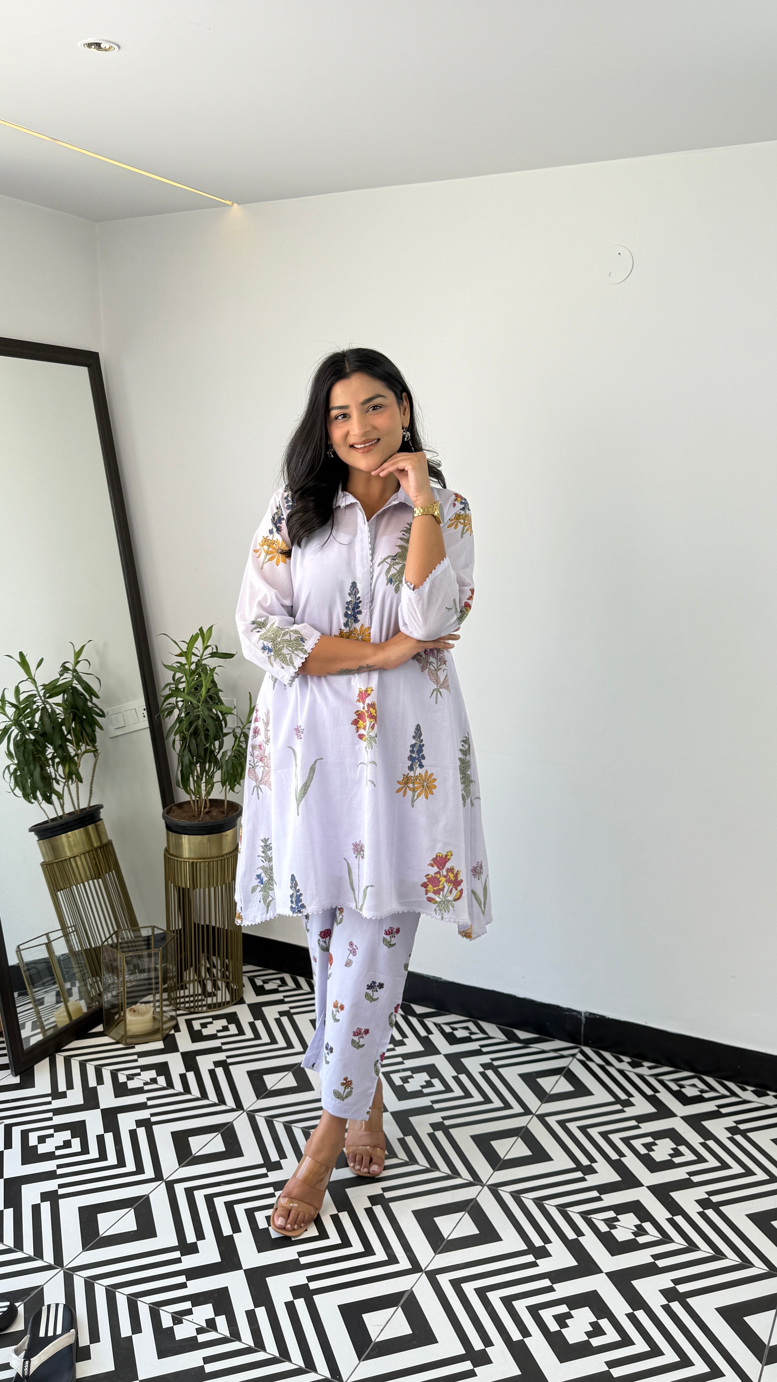 Lilac Mul Kurta Pants 