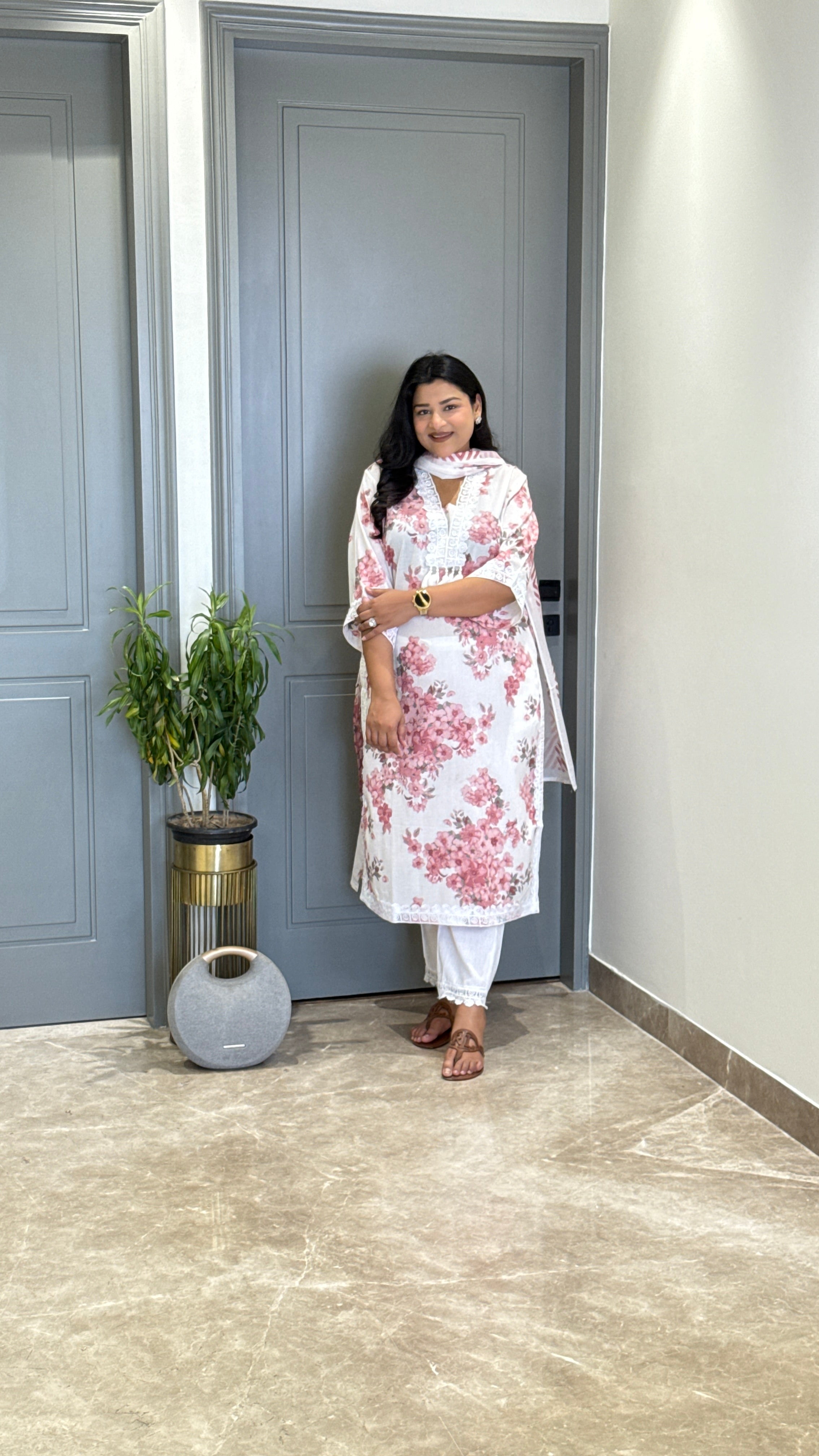 Pink & White Lacework Suit Set