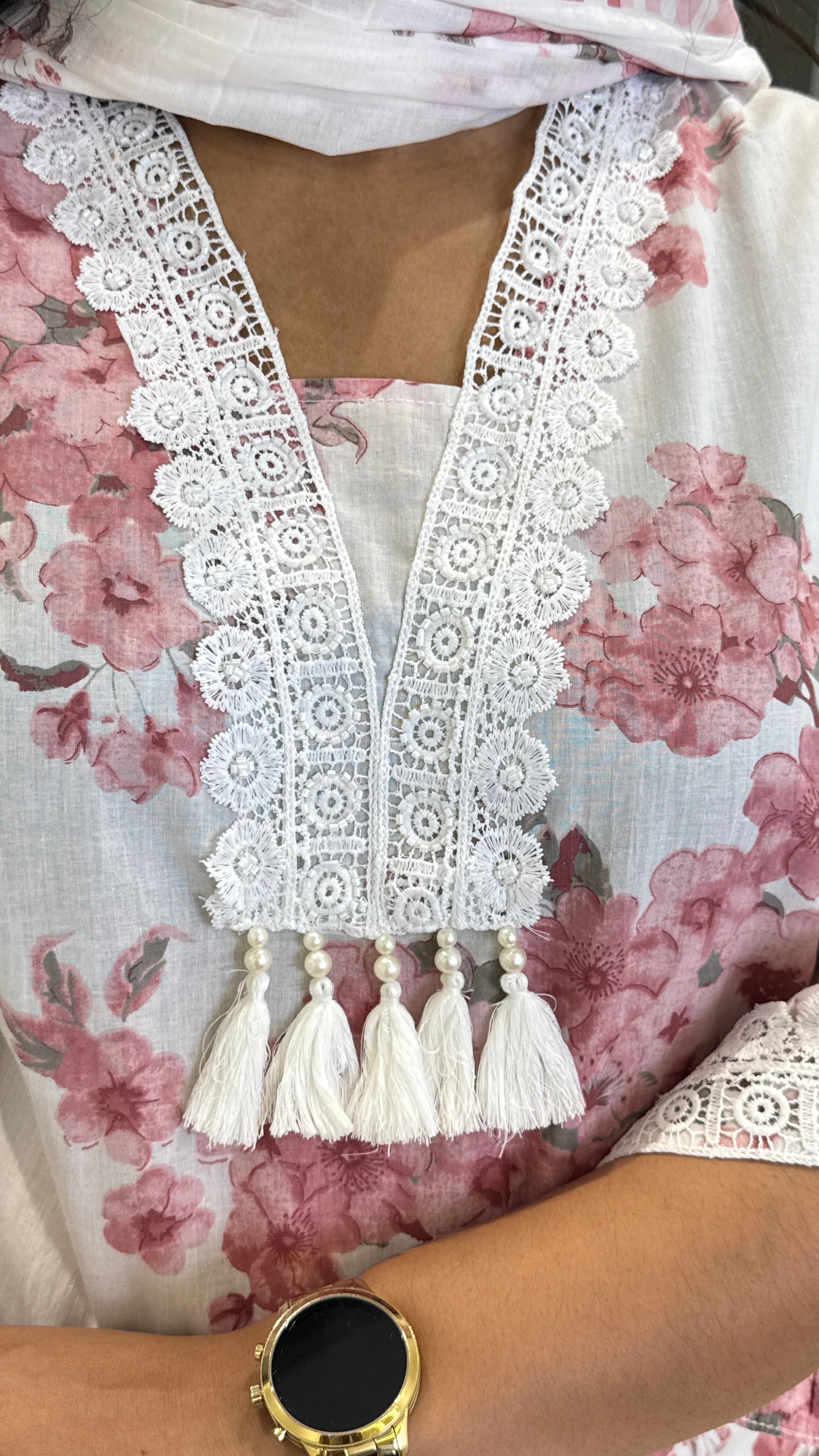 Pink & White Lacework Suit Set