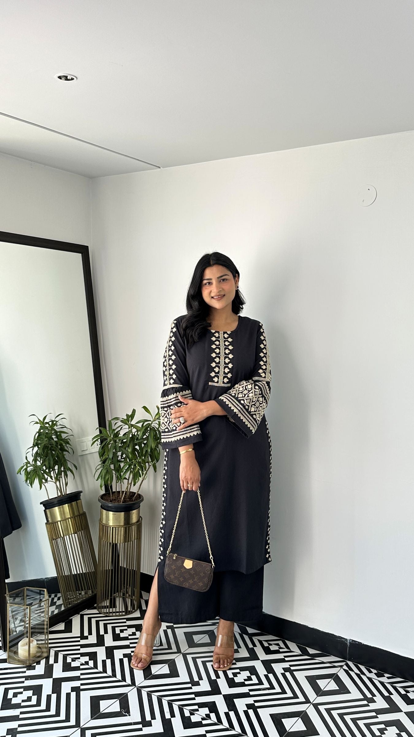 Ikkai Ebony Black Kurta Pants