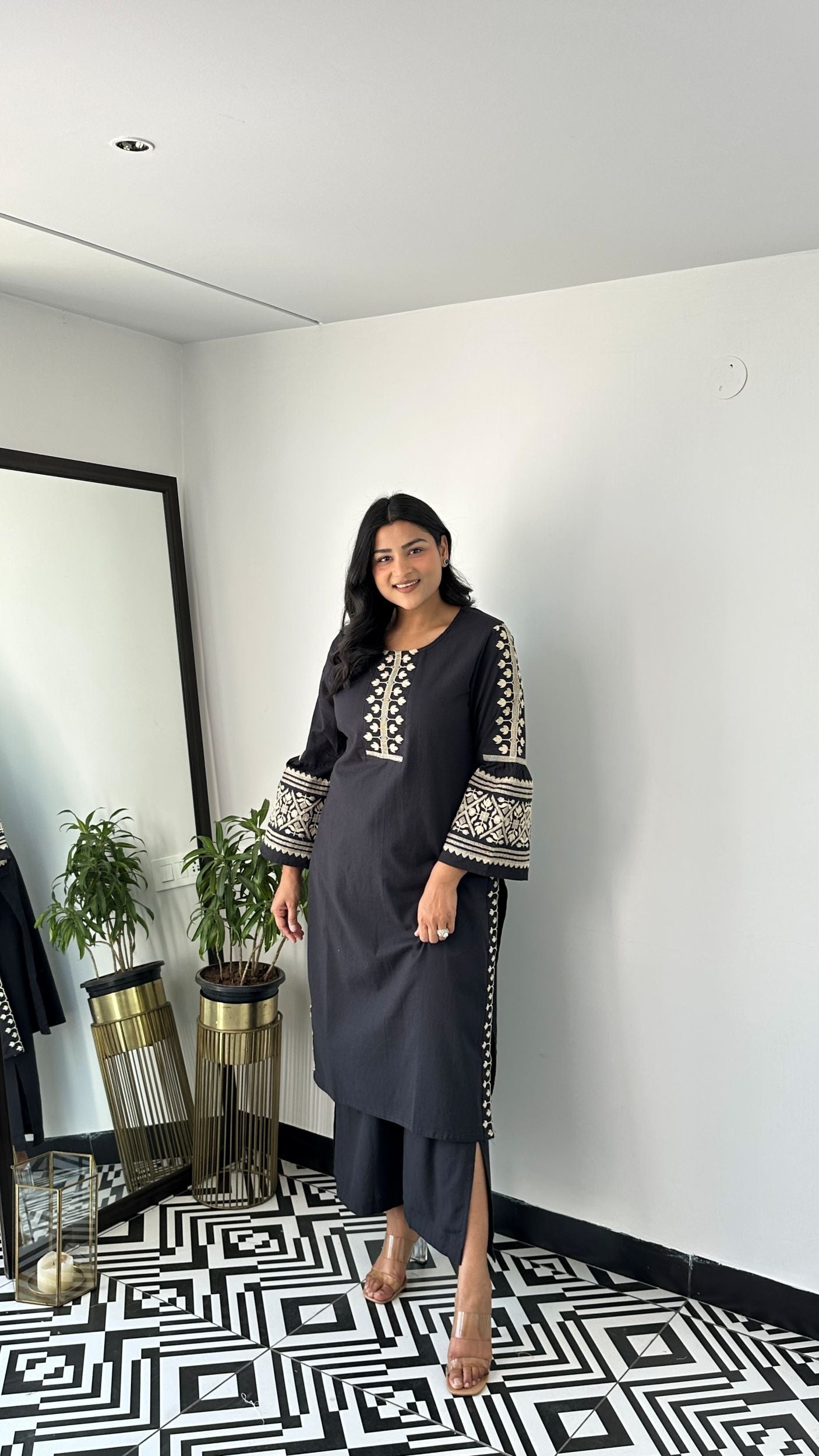 Ikkai Ebony Black Kurta Pants