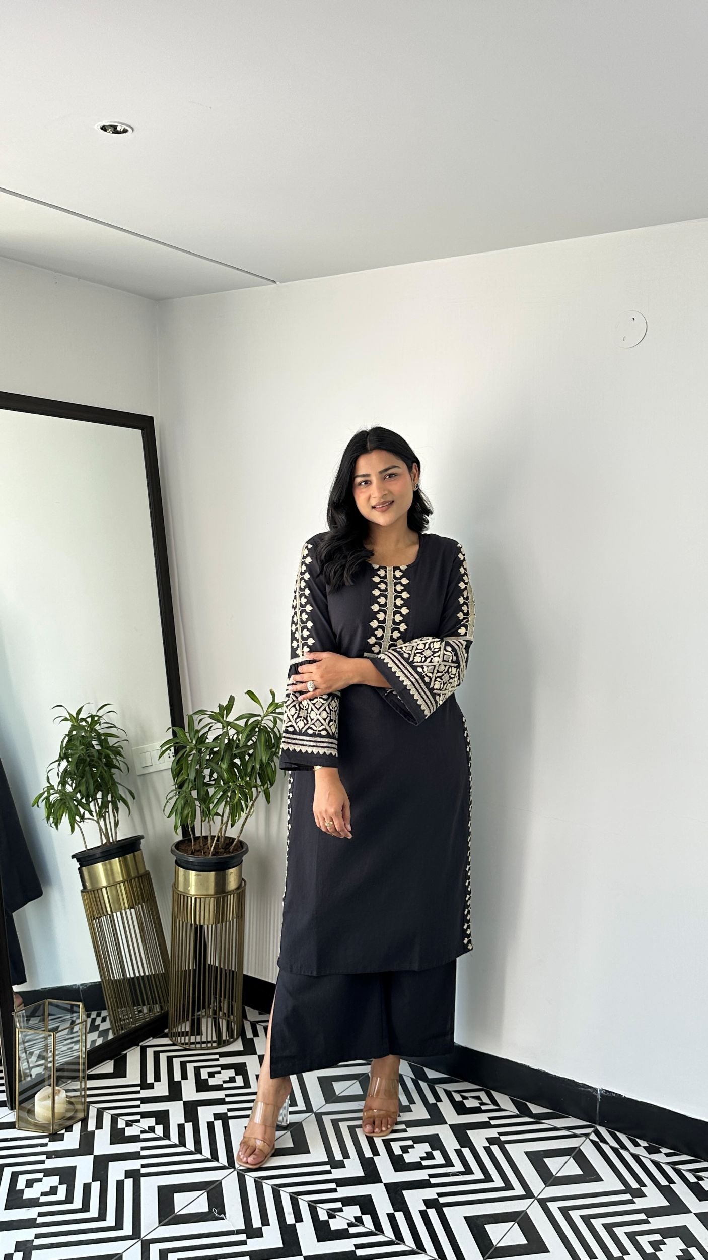 Ikkai Ebony Black Kurta Pants