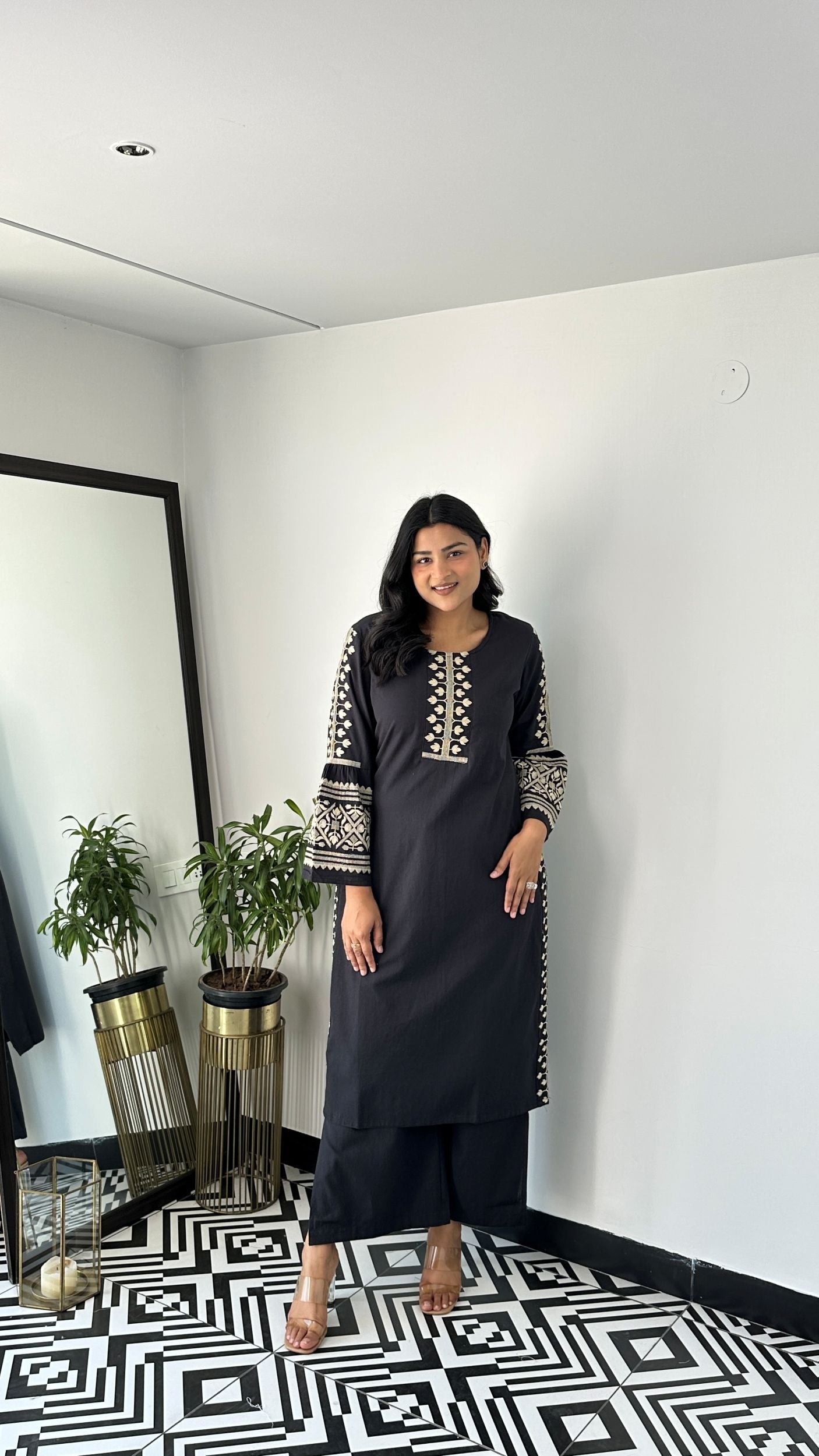 Ikkai Ebony Black Kurta Pants