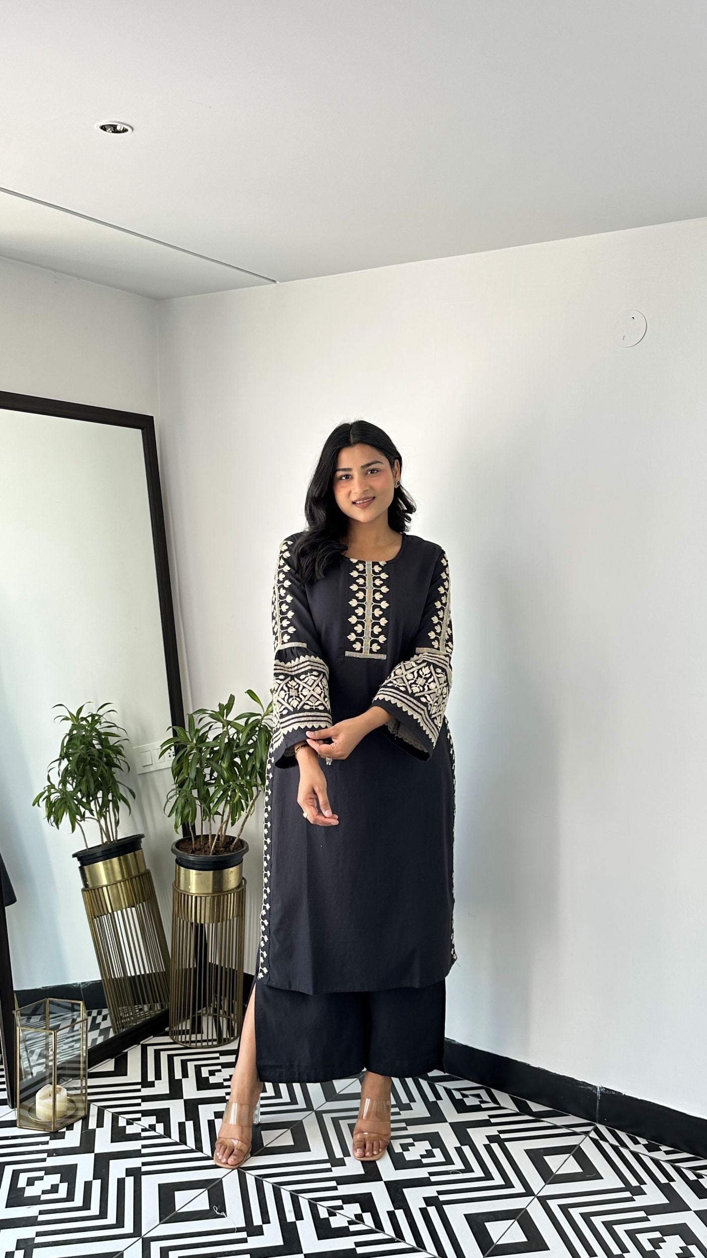 Ikkai Ebony Black Kurta Pants