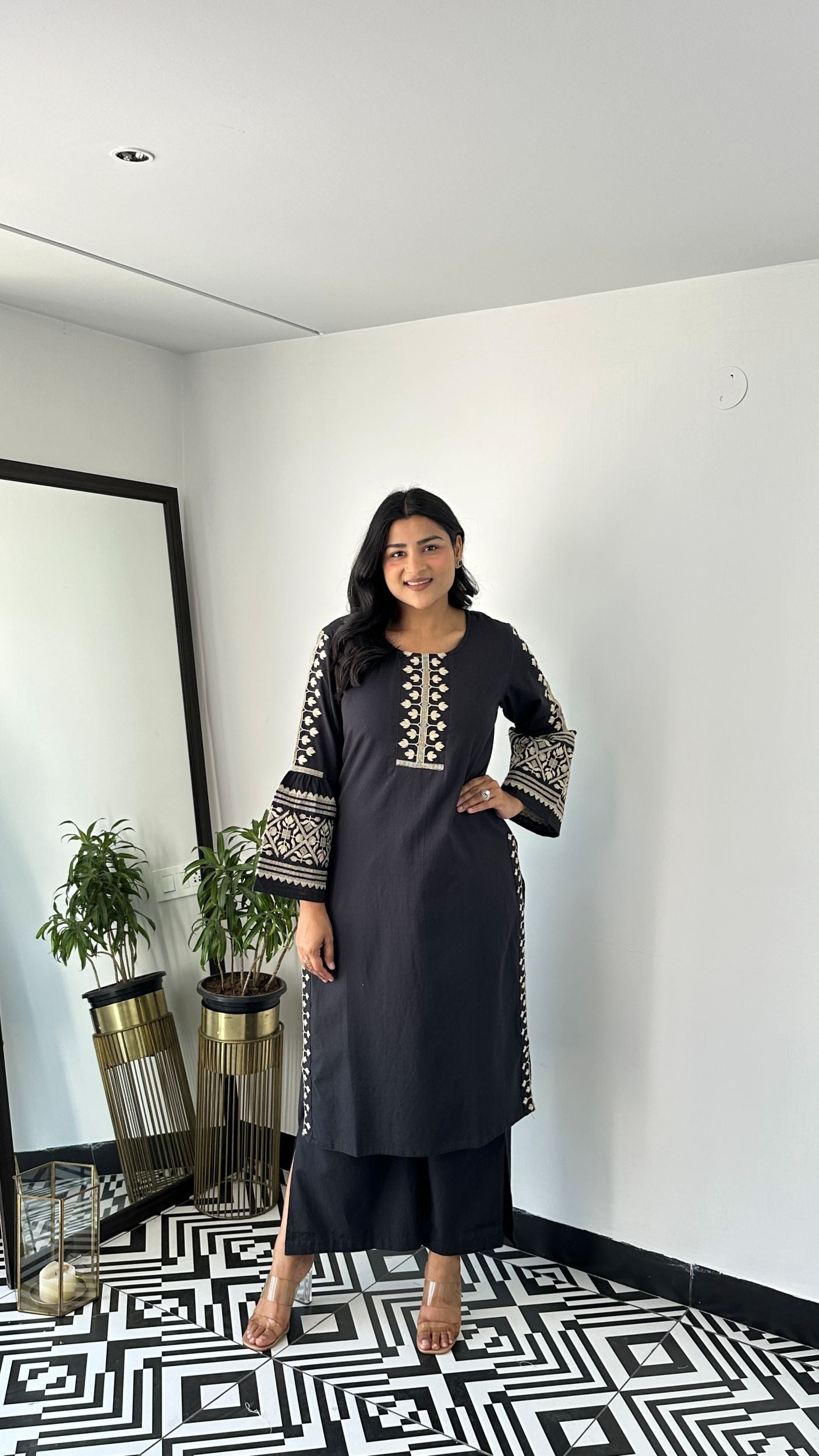 Ikkai Ebony Black Kurta Pants