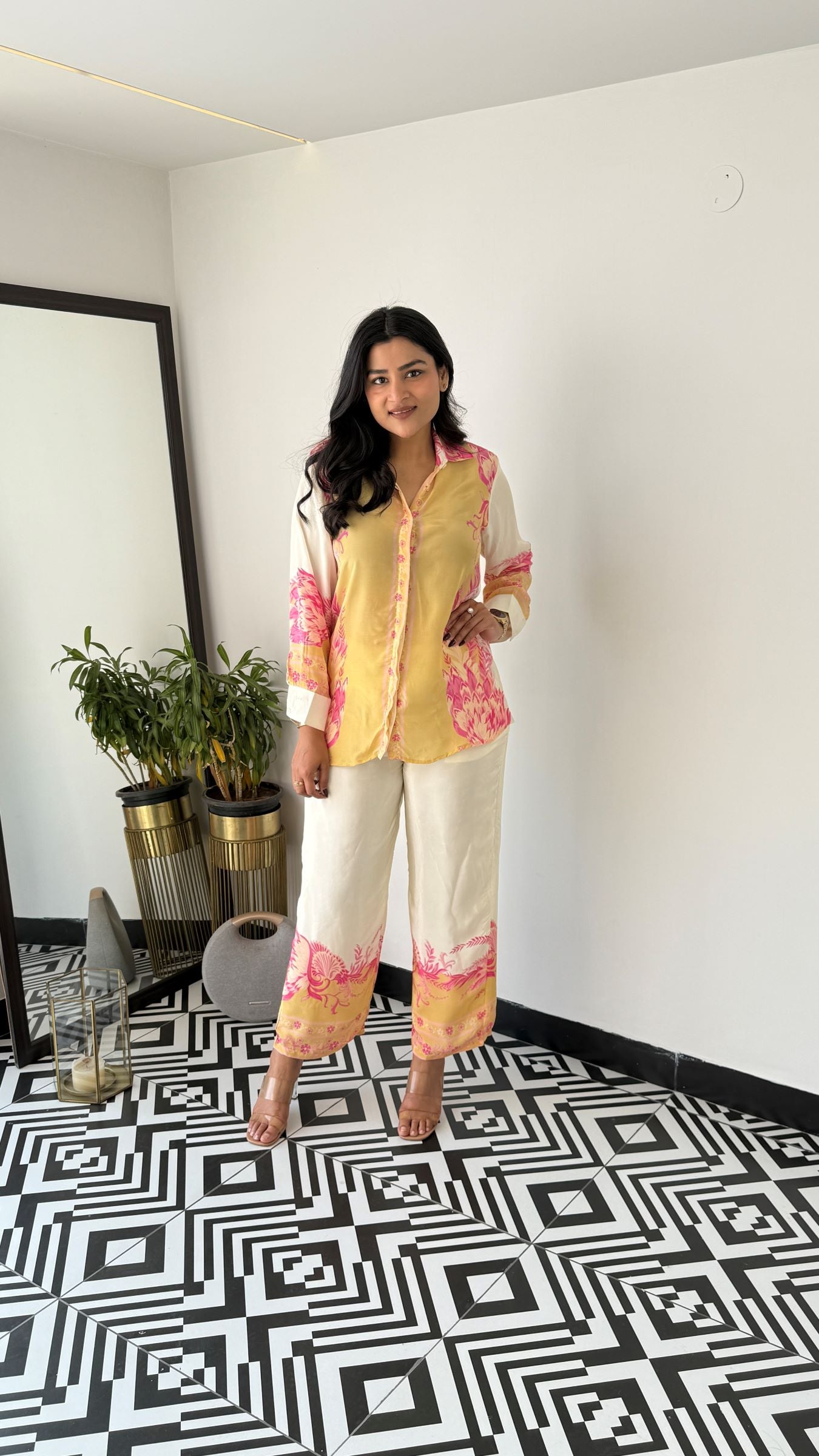 Ivy Yellow Crepe Cord Set