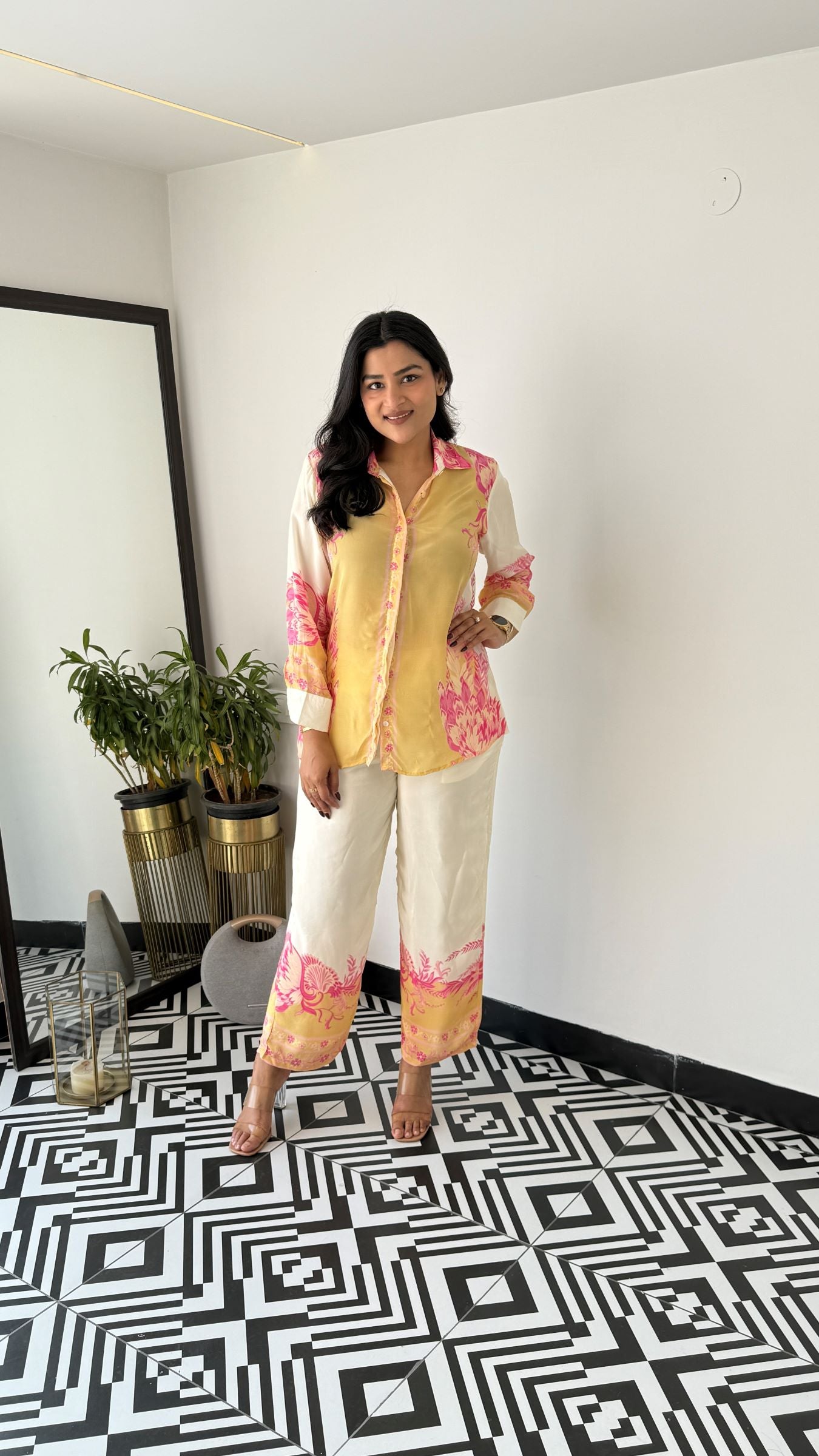 Ivy Yellow Crepe Cord Set