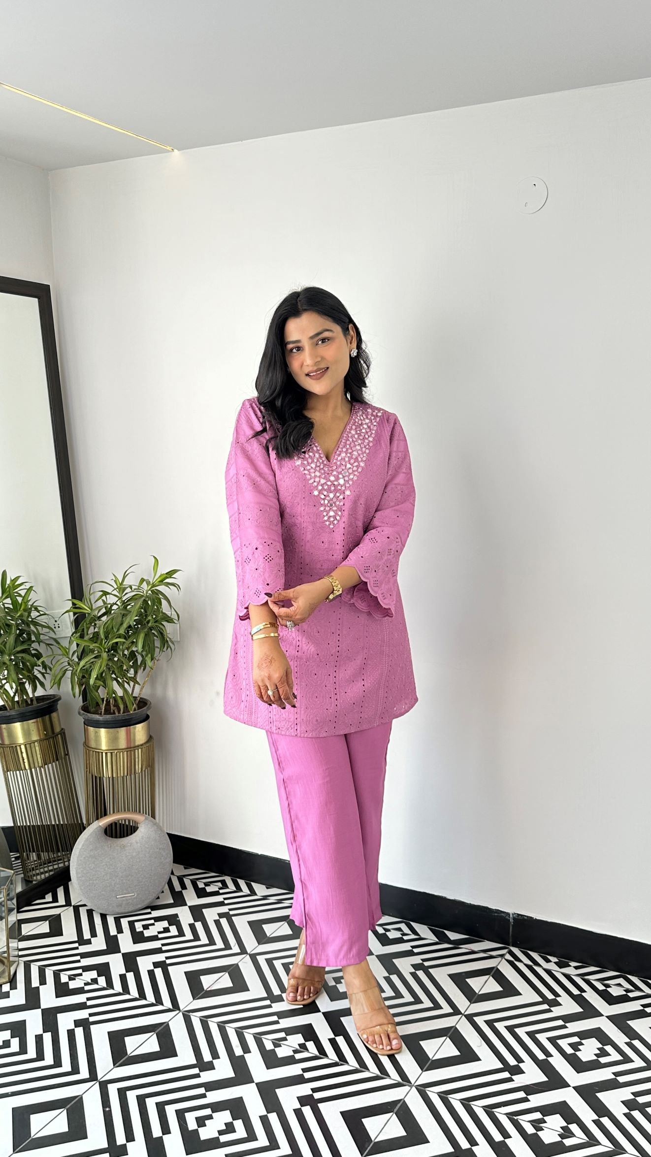 Lavender Chikankari Cord Set