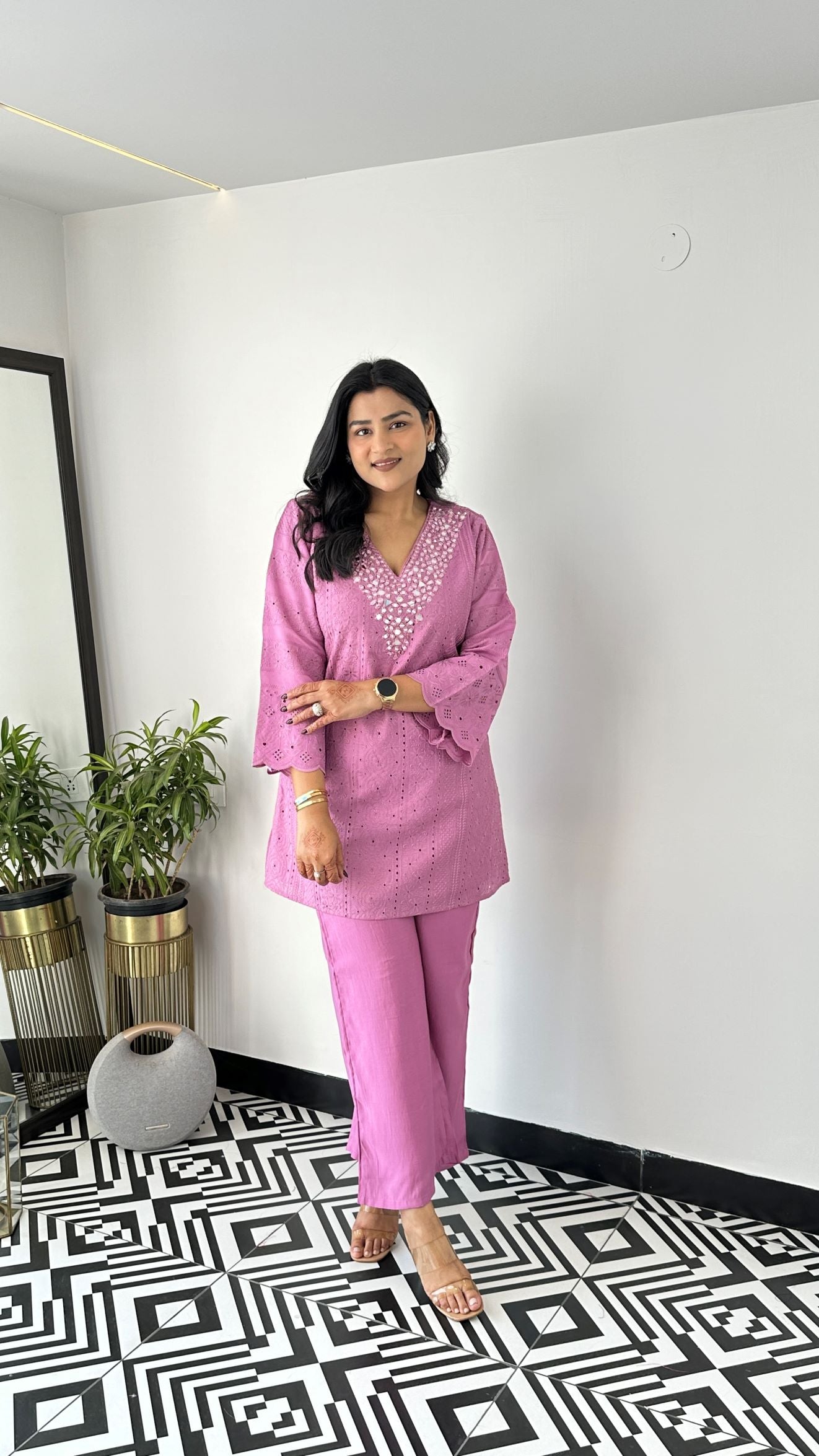 Lavender Chikankari Cord Set