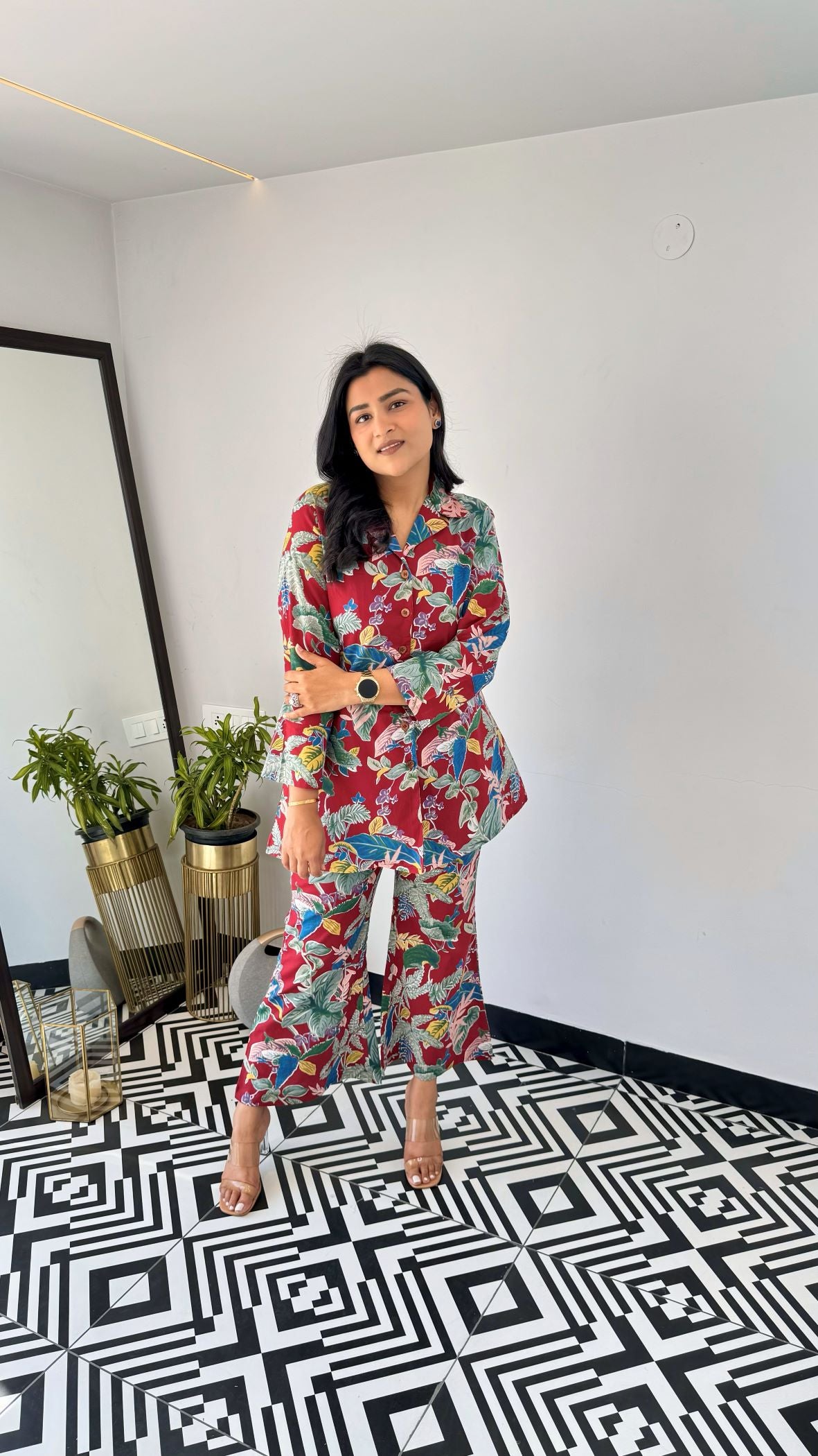 Willow Short Maroon Cotton Cord Set