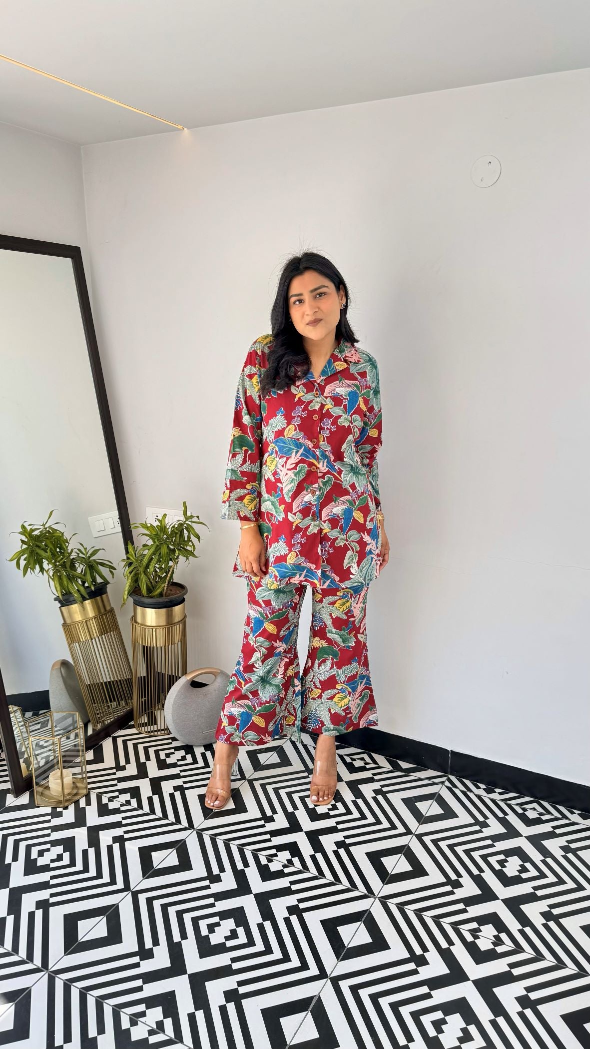 Willow Short Maroon Cotton Cord Set