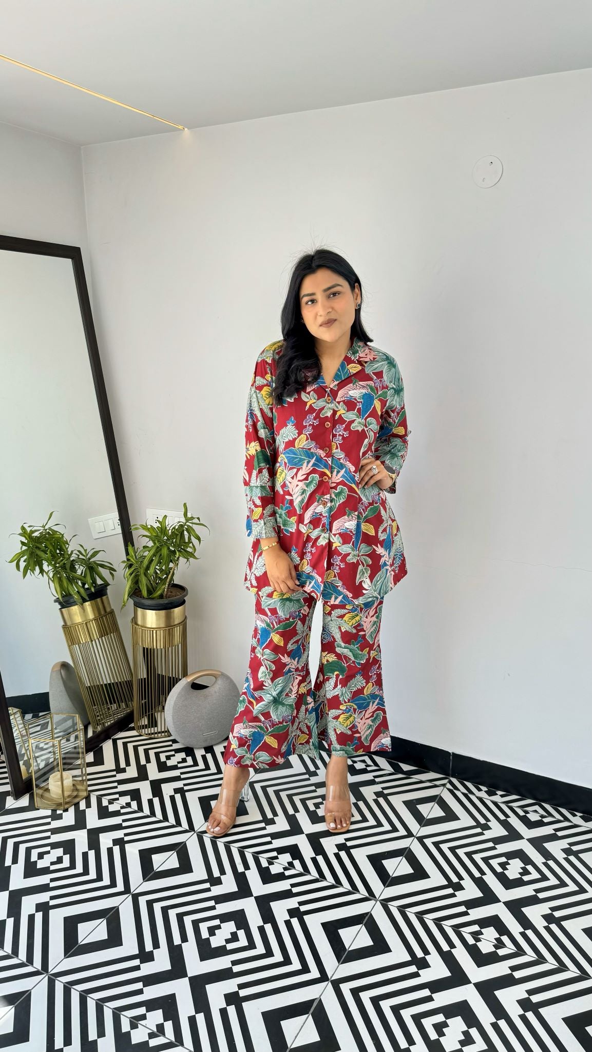 Willow Short Maroon Cotton Cord Set