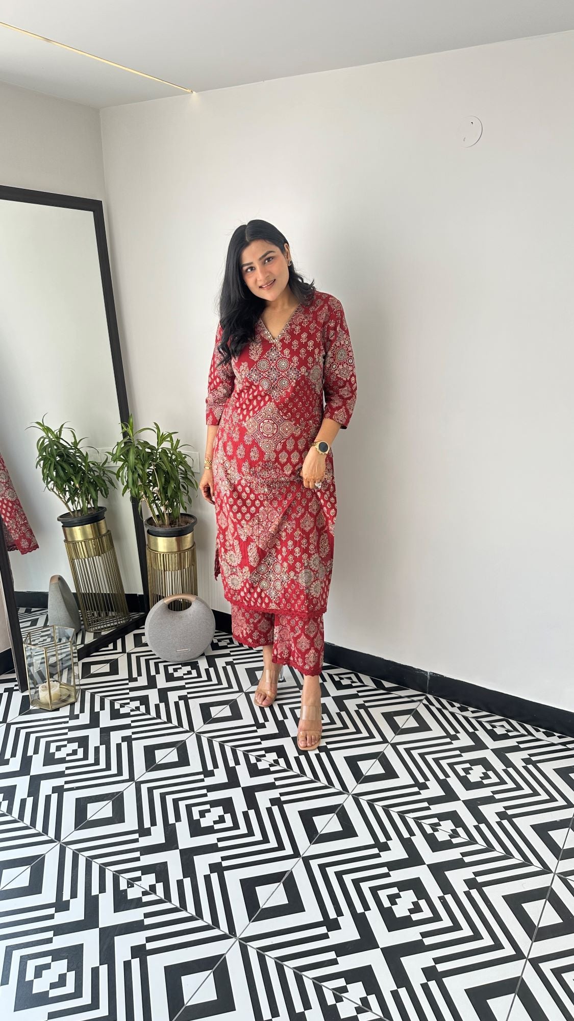 Anouk Maroon Kurta Pants