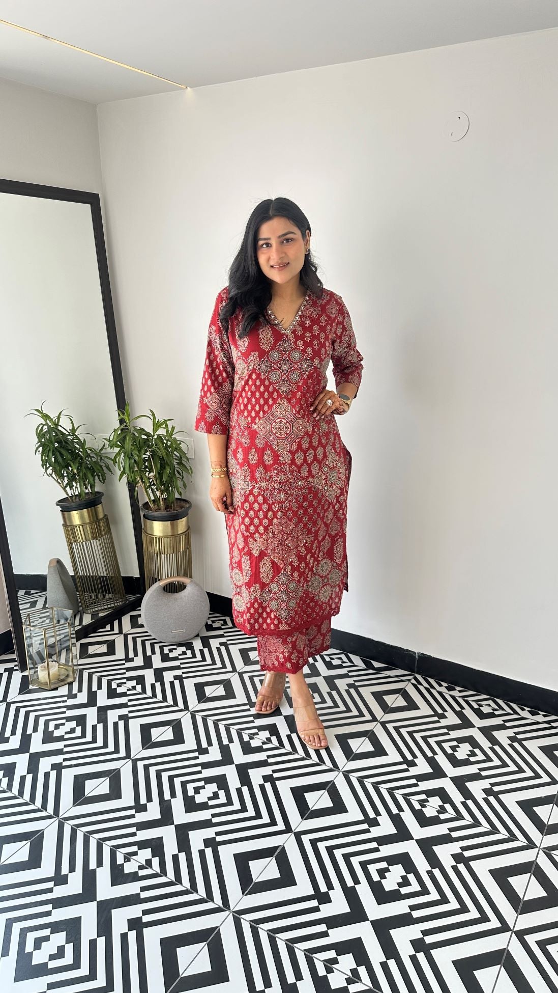 Anouk Maroon Kurta Pants