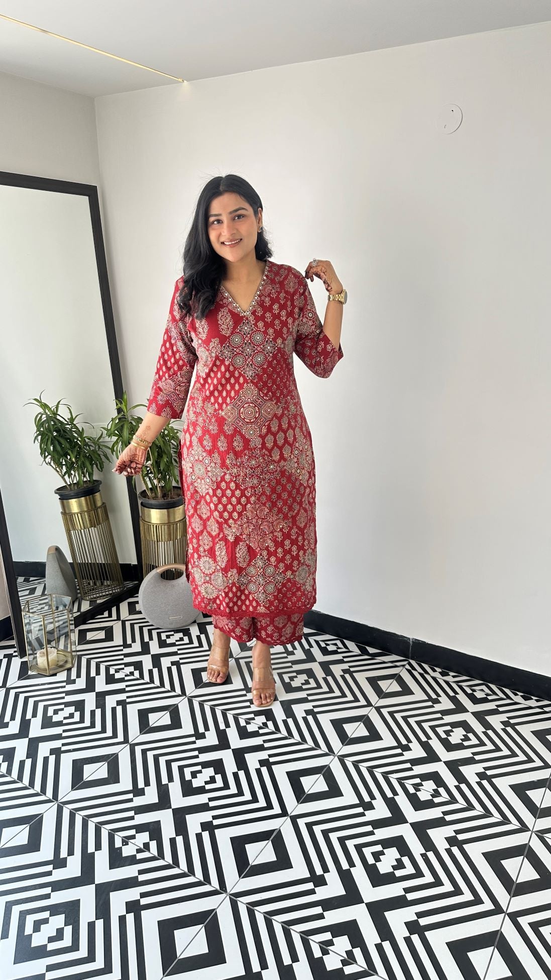 Anouk Maroon Kurta Pants