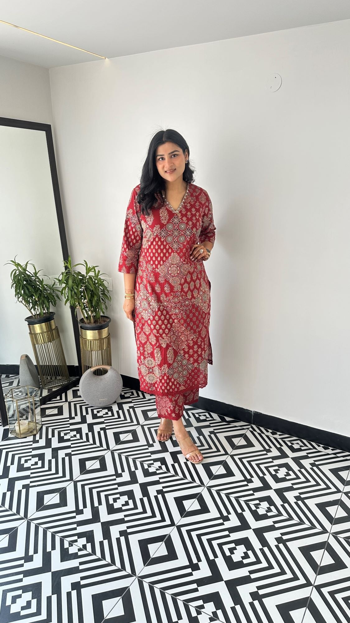 Anouk Maroon Kurta Pants