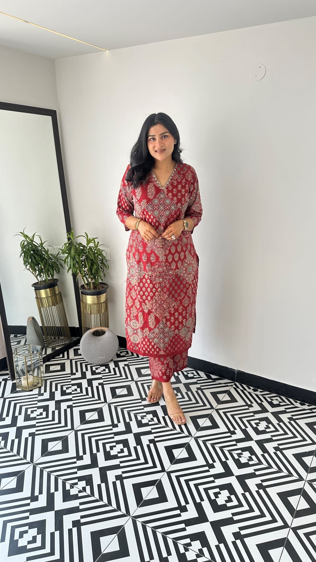 Anouk Maroon Kurta Pants