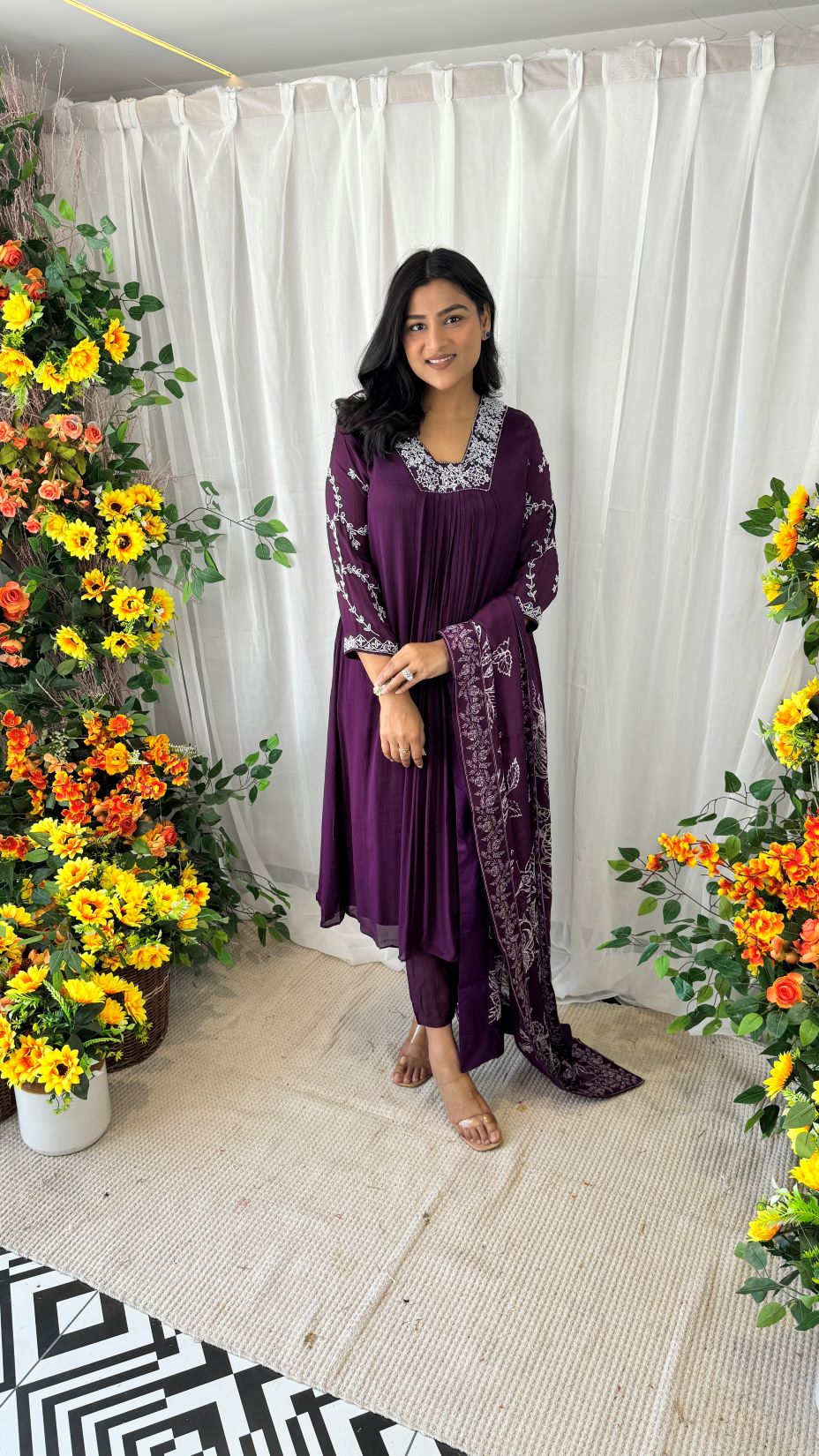 Maya Purple Handwork Suit Set